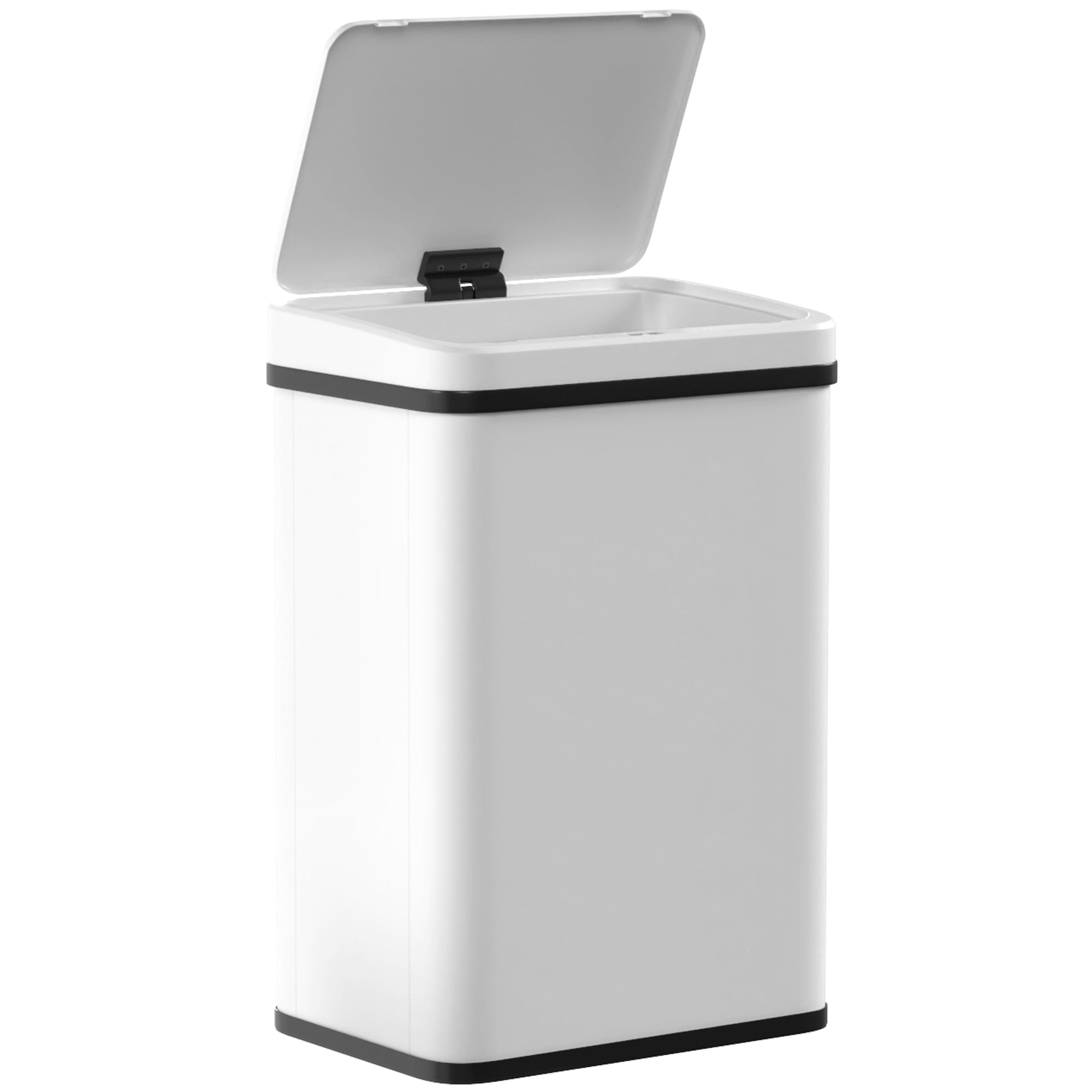 40L Sensor Bin with Quiet Soft-Close Lid, Automatic Touchless Motion Sensor Kitchen Bin with Fingerprint Resistant Stainless Steel for Hygienic Gyms, Home Office Use, White