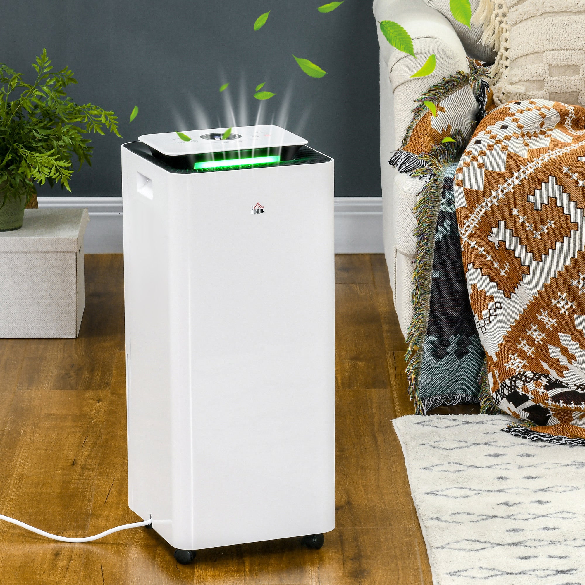 HOMCOM 16L/Day 3500mL Portable Quiet Dehumidifier with Air Purifier Filter, 24H Timer, 5 Modes, Electric Moisture Air Dehumidifier for Home Laundry Basement, White