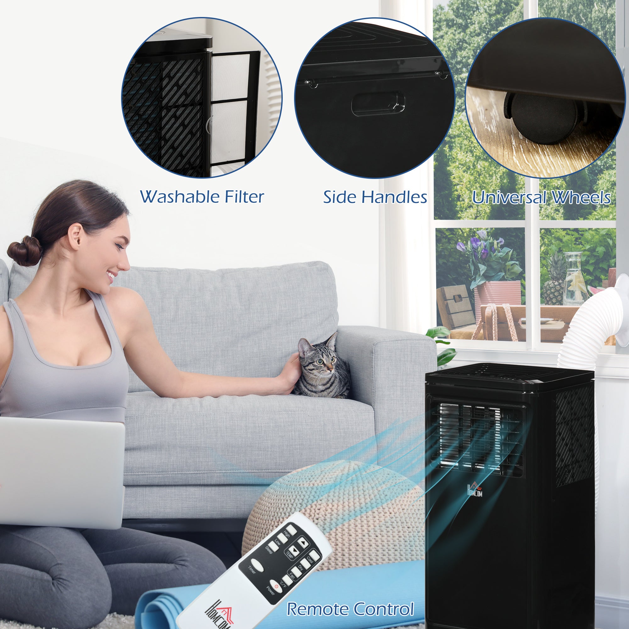 8,000 BTU Portable Air Conditioner, 344 Sq. Ft. Capacity, Evaporative Cooler, Black