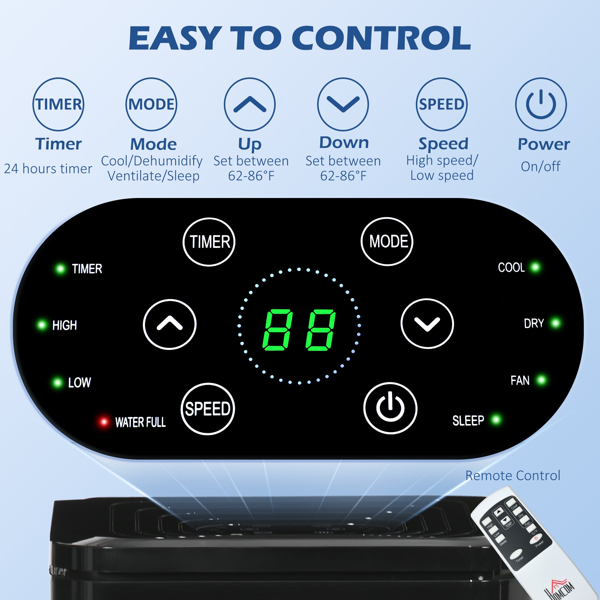 8,000 BTU Portable Air Conditioner, 344 Sq. Ft. Capacity, Evaporative Cooler, Black