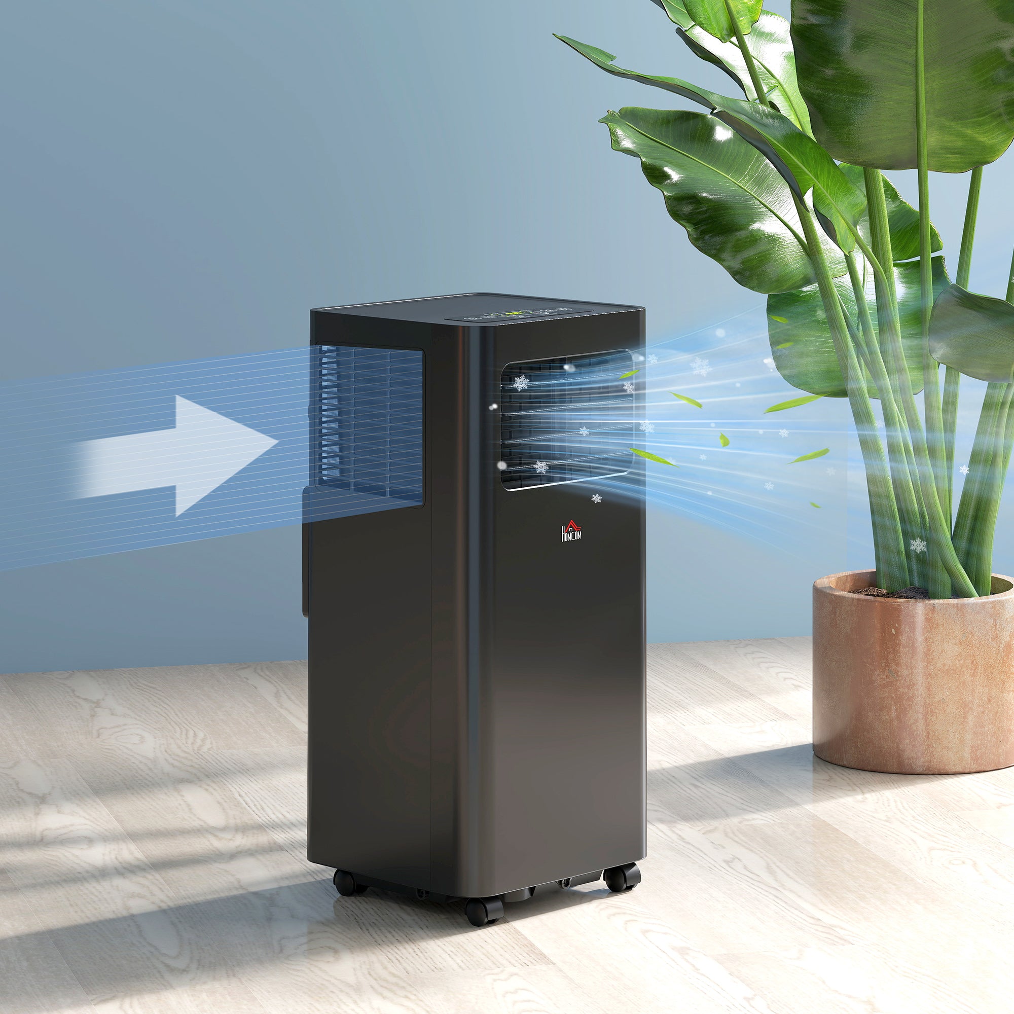 HOMCOM 10000 BTU Portable Air Conditioner for Rooms Up to 441 Sq. Ft., 3-in-1 AC Unit with Dehumidifier, Cooling Fan, Sleep, Remote, 24H Timer On/Off, Window Installation Kit, Black