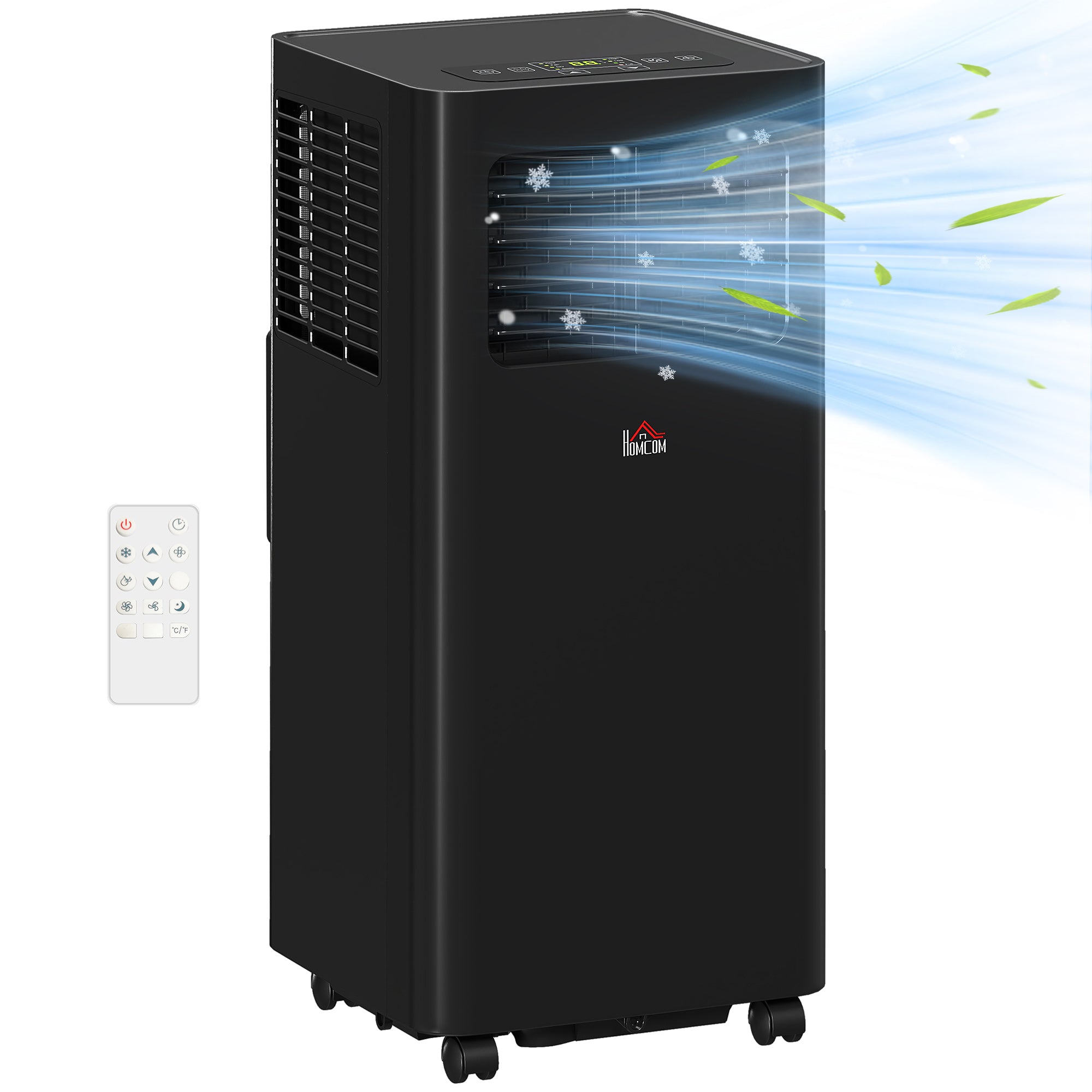 HOMCOM 10000 BTU Portable Air Conditioner for Rooms Up to 441 Sq. Ft., 3-in-1 AC Unit with Dehumidifier, Cooling Fan, Sleep, Remote, 24H Timer On/Off, Window Installation Kit, Black