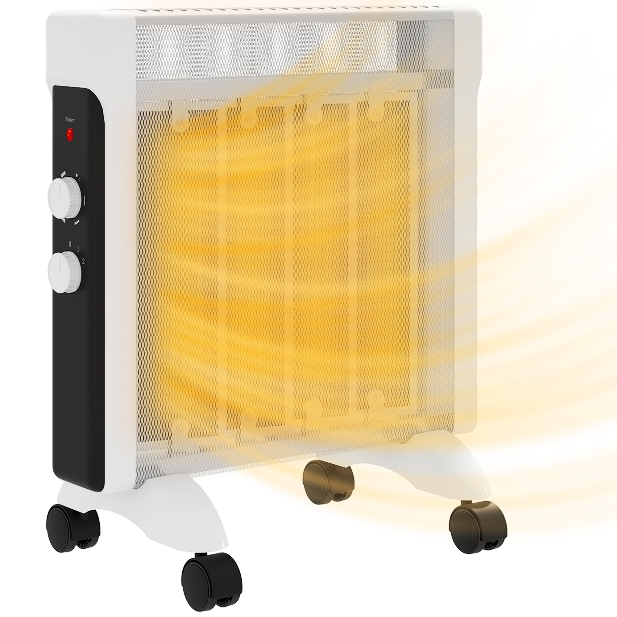 HOMCOM 2000W Mica Oil Free Panel Heater, Portable Convection Space Heater with Tip-over and Overheat Protection, 2 Heat Settings, Electric Heater for Home Office, Bedroom, White