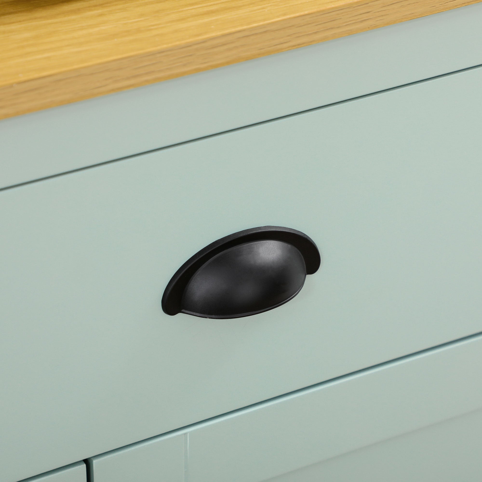 71" Freestanding Pantry Kitchen Buffet with Hutch & Glass Doors, Light Green