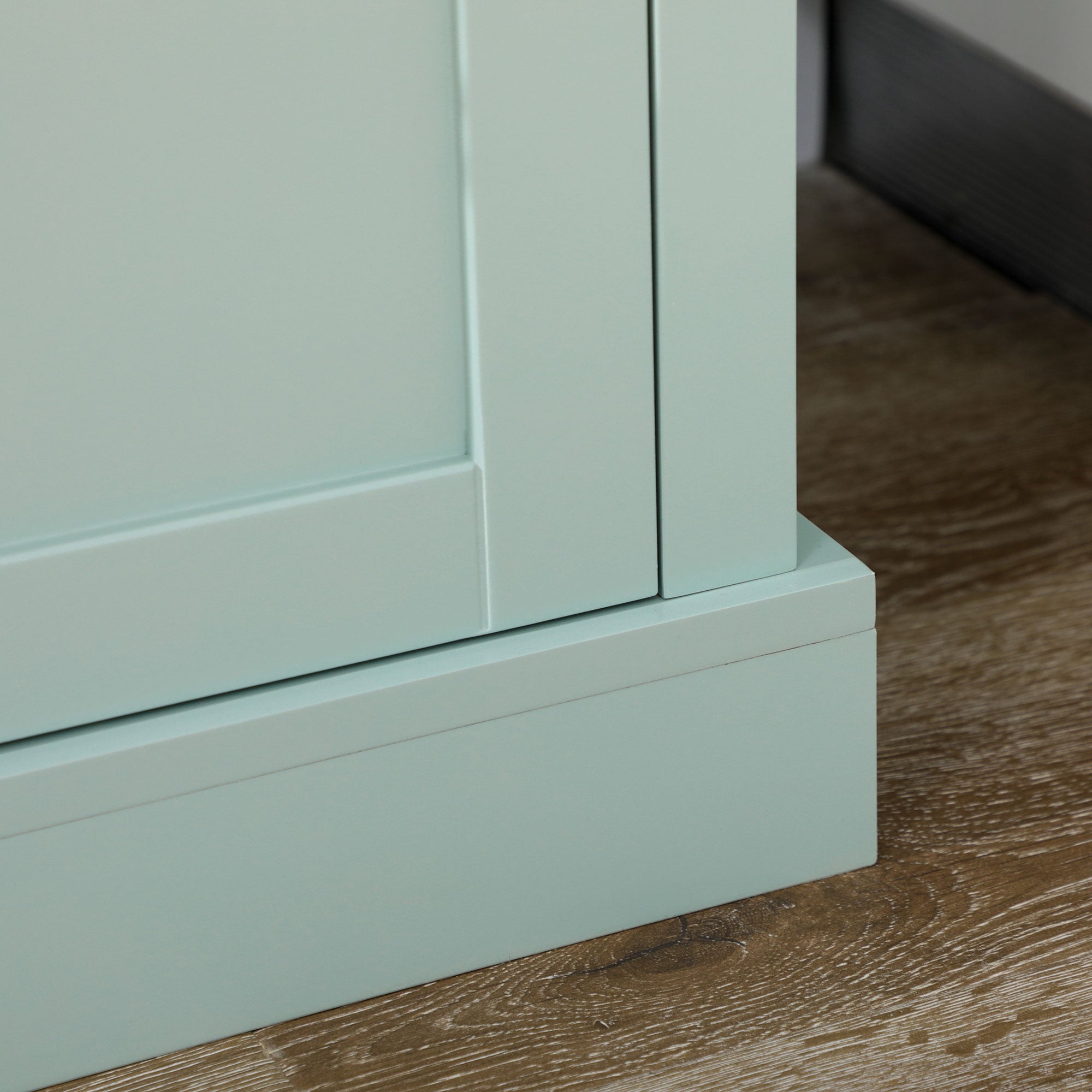 71" Freestanding Pantry Kitchen Buffet with Hutch & Glass Doors, Light Green