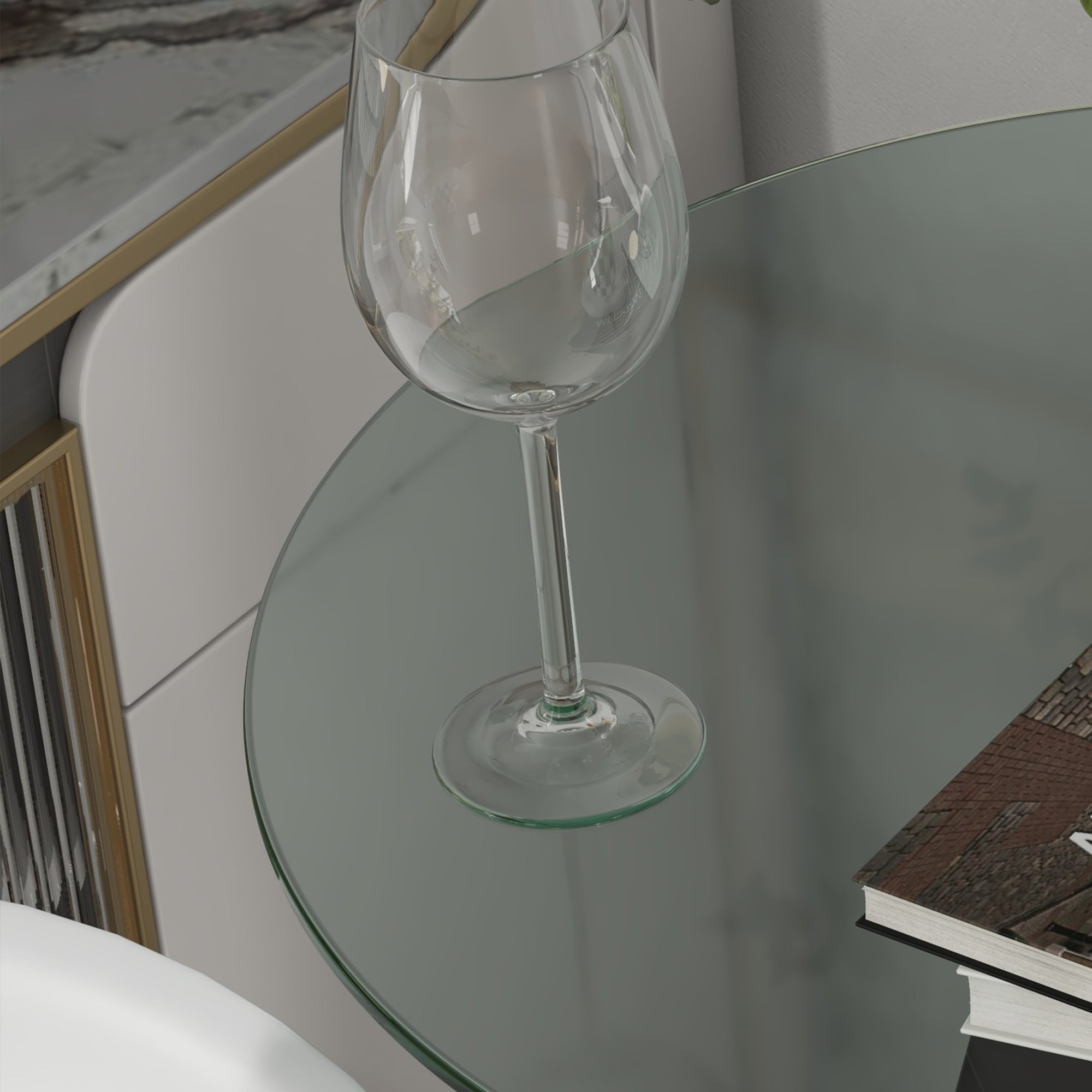 HOMCOM Round Bar Table, Modern Bistro Table with Tempered Glass Top and Steel Frame, High Pub Table for 2, Easy Assembly for Breakfast Bar, Dining Room, Clear