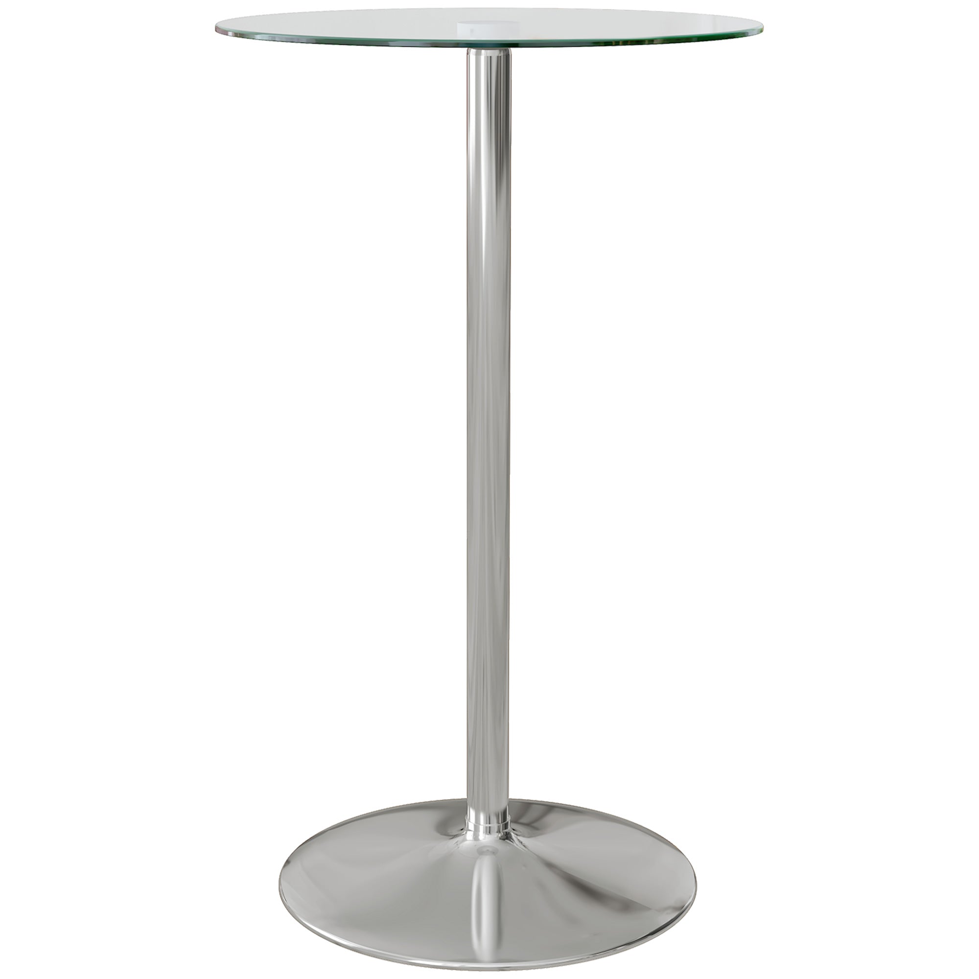HOMCOM Round Bar Table, Modern Bistro Table with Tempered Glass Top and Steel Frame, High Pub Table for 2, Easy Assembly for Breakfast Bar, Dining Room, Clear