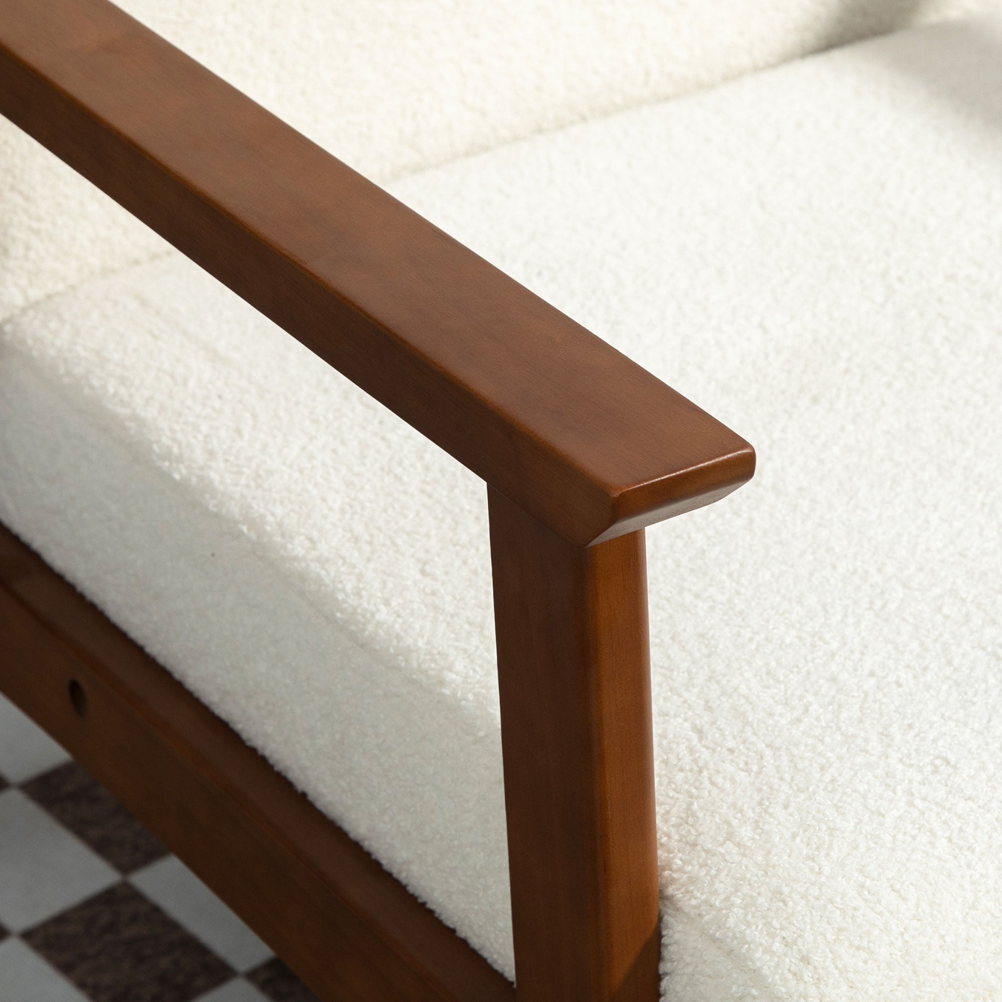 HOMCOM Armchair with Wide Seat, Boucle Accent Chair, Thick Padded Occasional Chair with Solid Wood Frame for Living Room Bedroom Home Office Reception Balcony, White