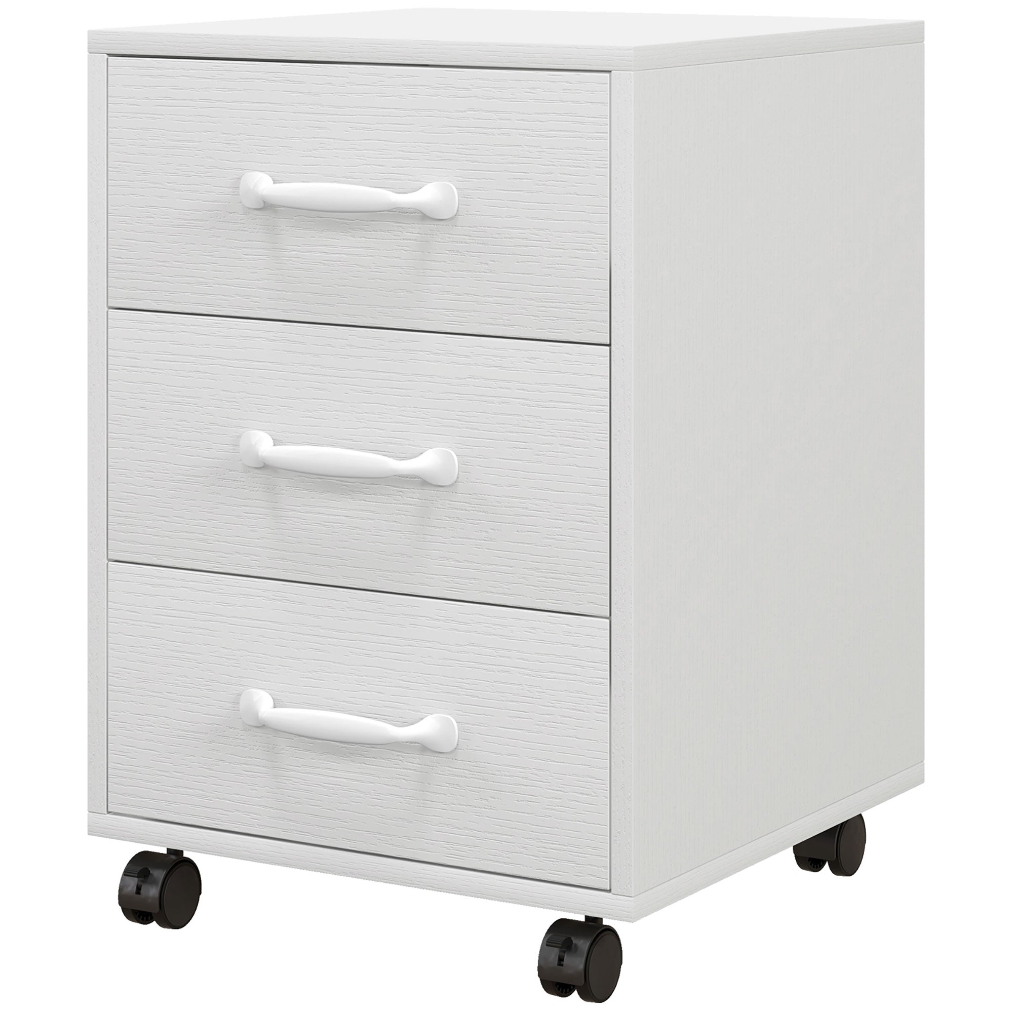 HOMCOM Mobile Filing Cabinet with 3 Drawers, Under Desk File Cabinet, White