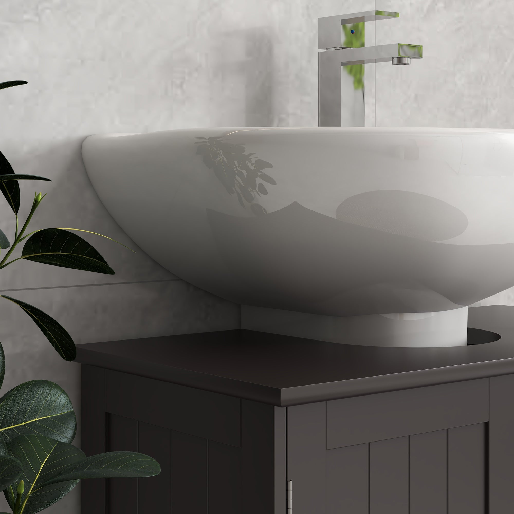 Bathroom Vanity Cabinet Under Sink Cabinet with 2 Doors and Adjustable Shelf Coffee