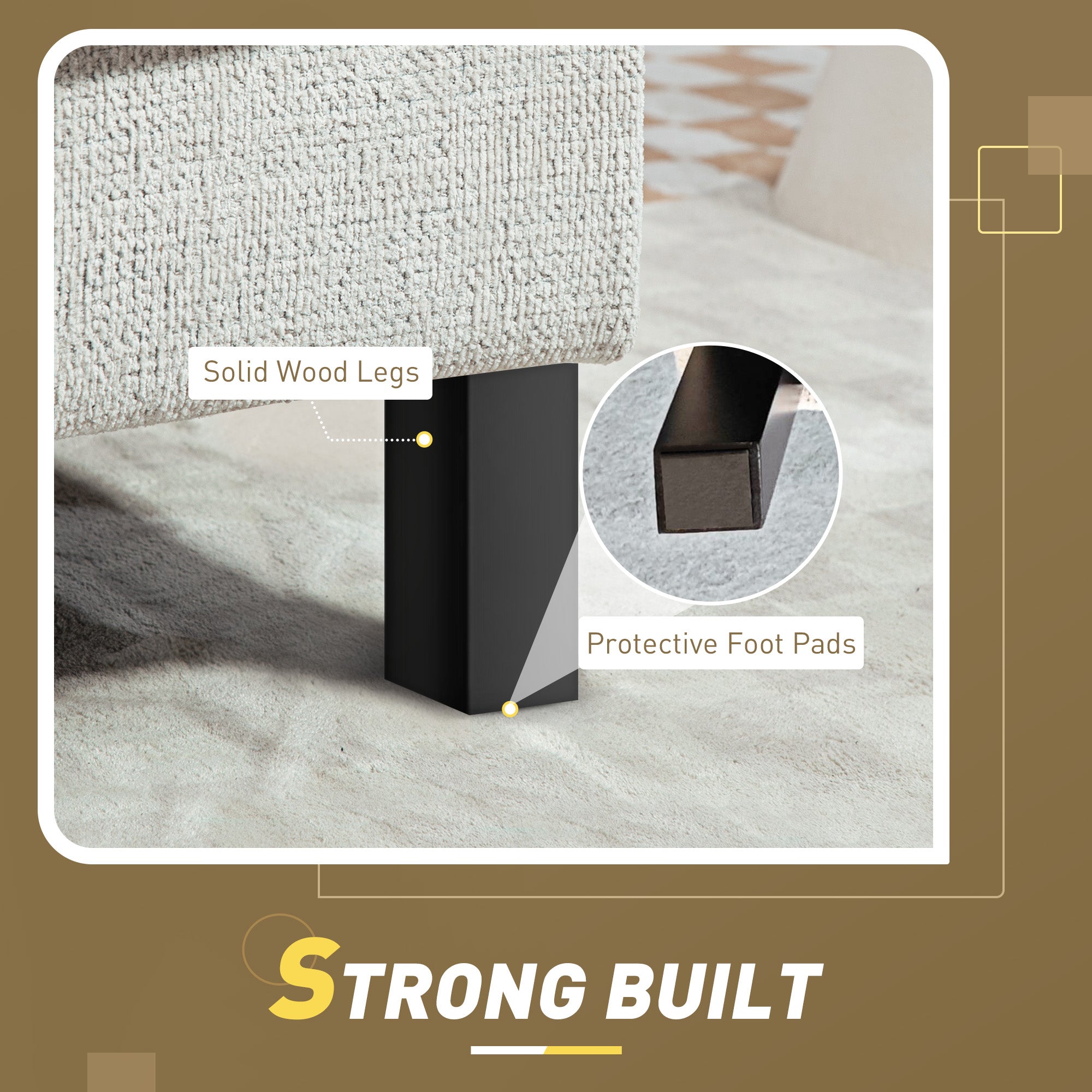 Accent Chair Middle Module for Modular Sectional Sofa Cream