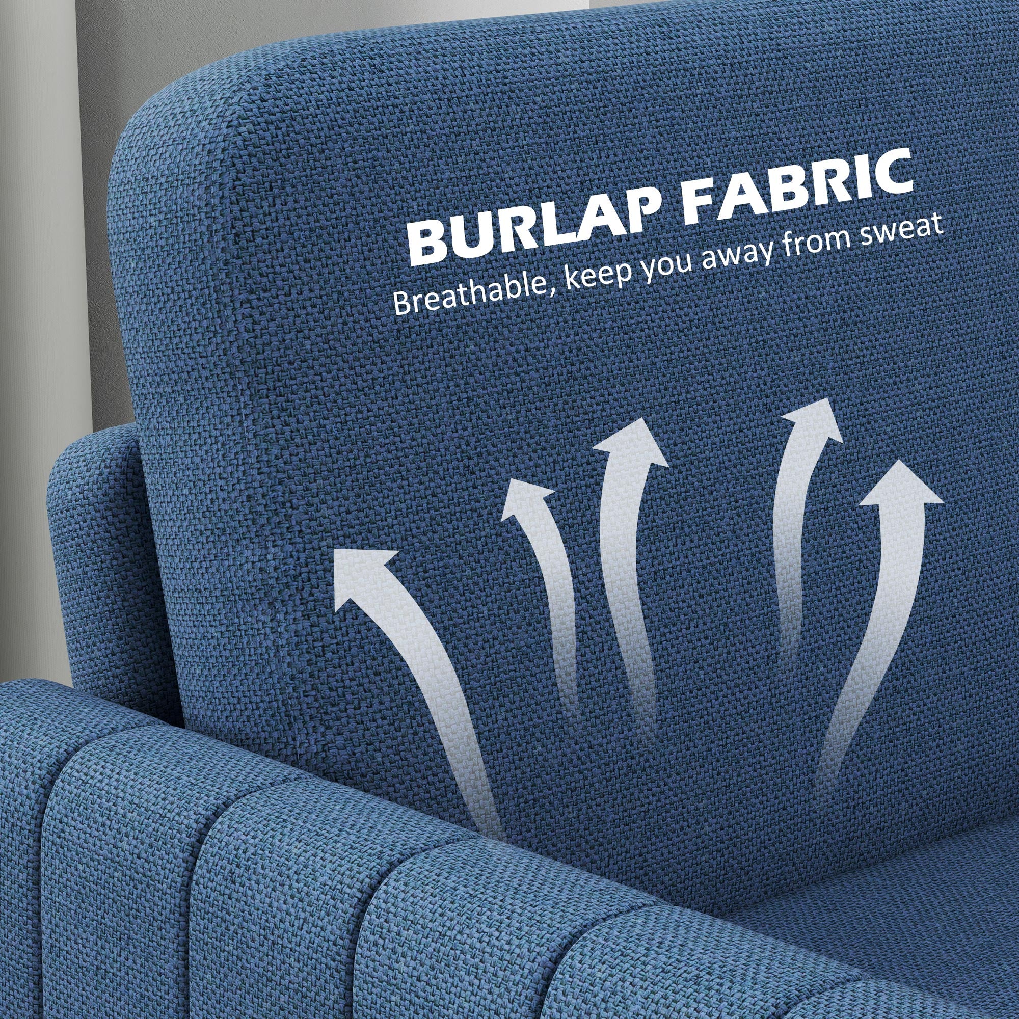 HOMCOM 2 Seater Sofa, Channel Tufted Modern Fabric Couch, Comfy Upholstered Small Sofa Loveseat with Spring Cushion, Back Pillow, for Living Room, Bedroom, Office, Blue