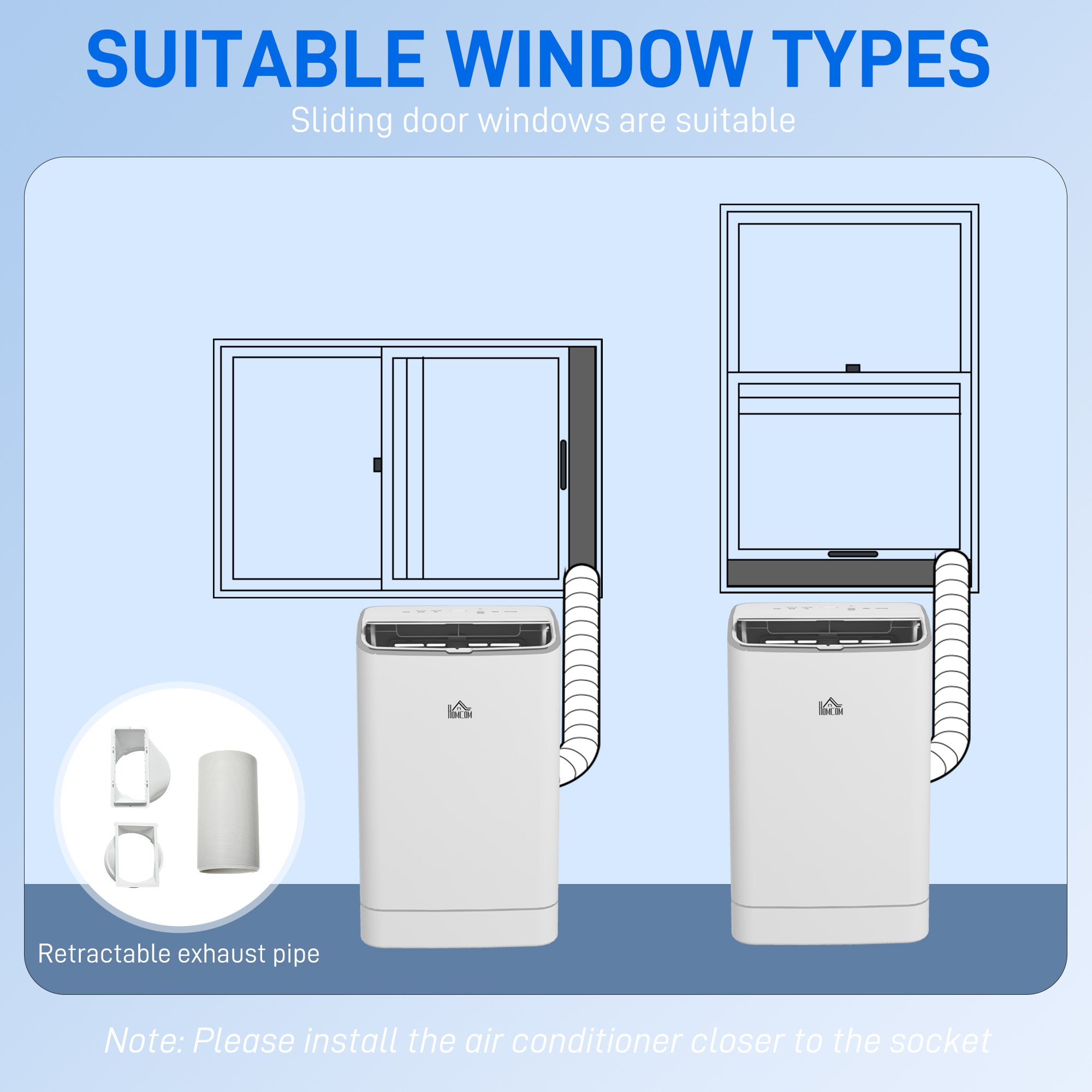HOMCOM 14000 BTU Portable Air Conditioner, Smart Home WiFi Compatible, 5-in-1 Heater Dehumidifier Cooler Fan, with Sleep Mode, Remote, 24H Timer, Window Venting Kit, A Energy Efficiency, 35m², White