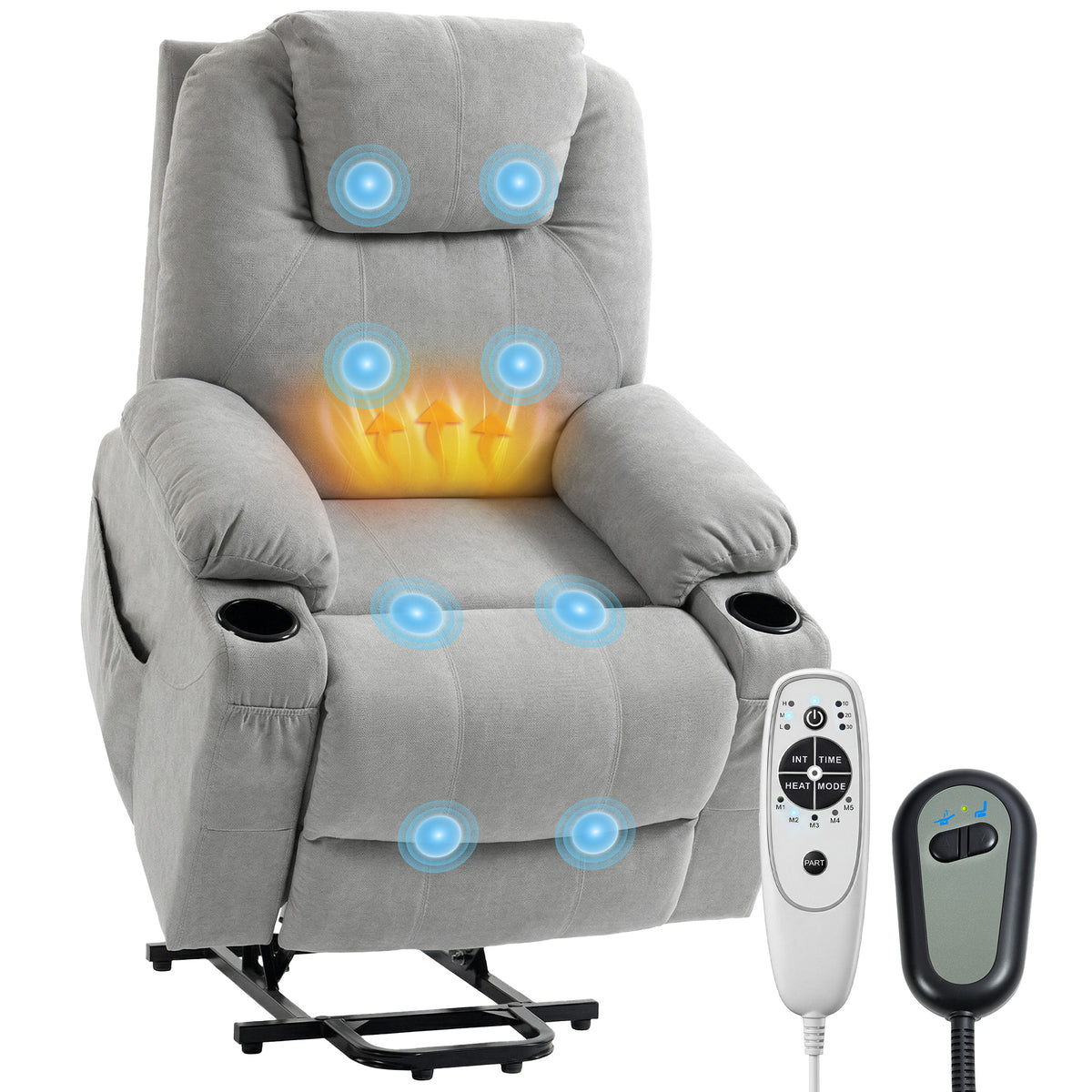 HOMCOM Power Lift Recliner Chair with Vibration Massage and Heat ...