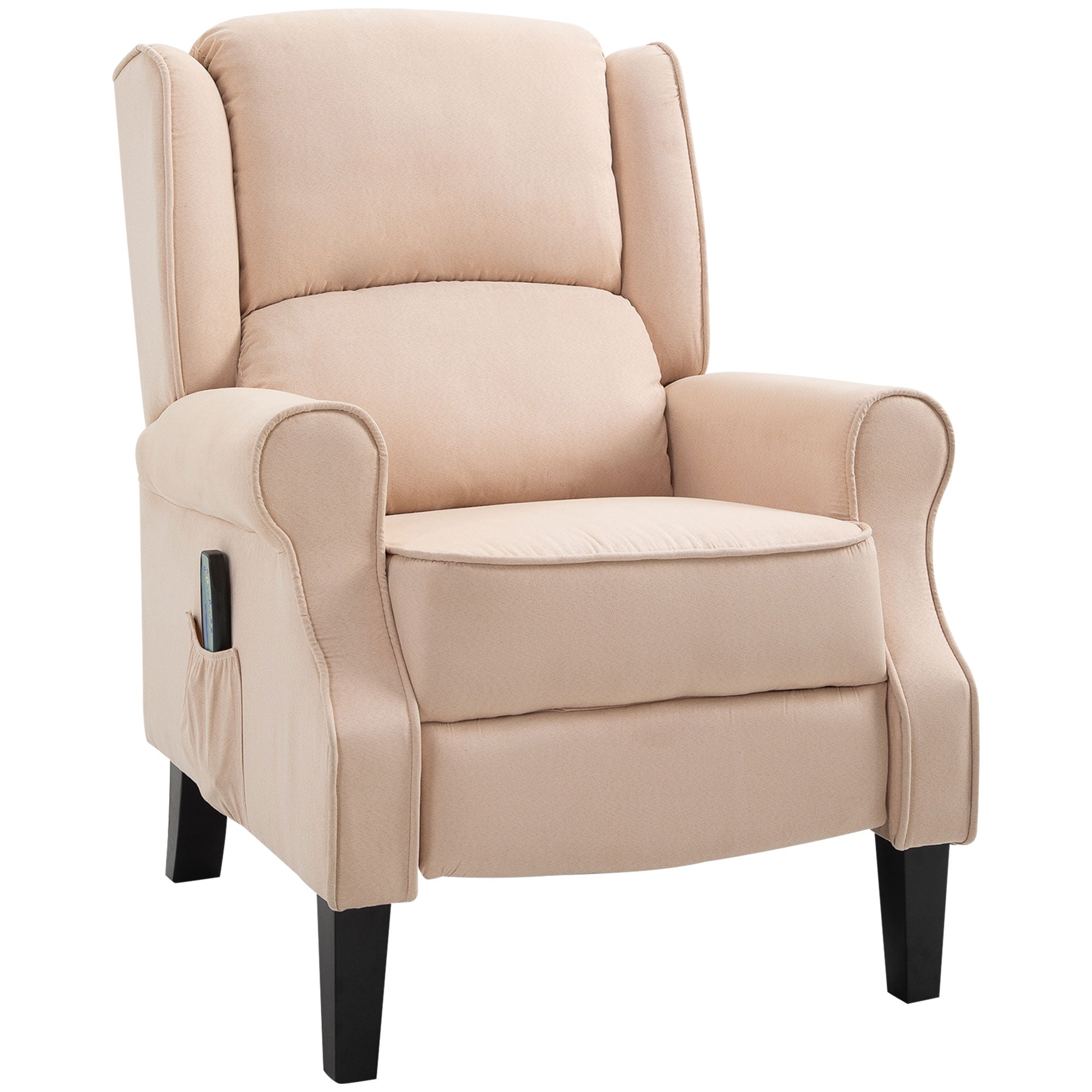 Wingback Recliner Chair with Vibration Massage, Footrest and Heat Function, Cream White