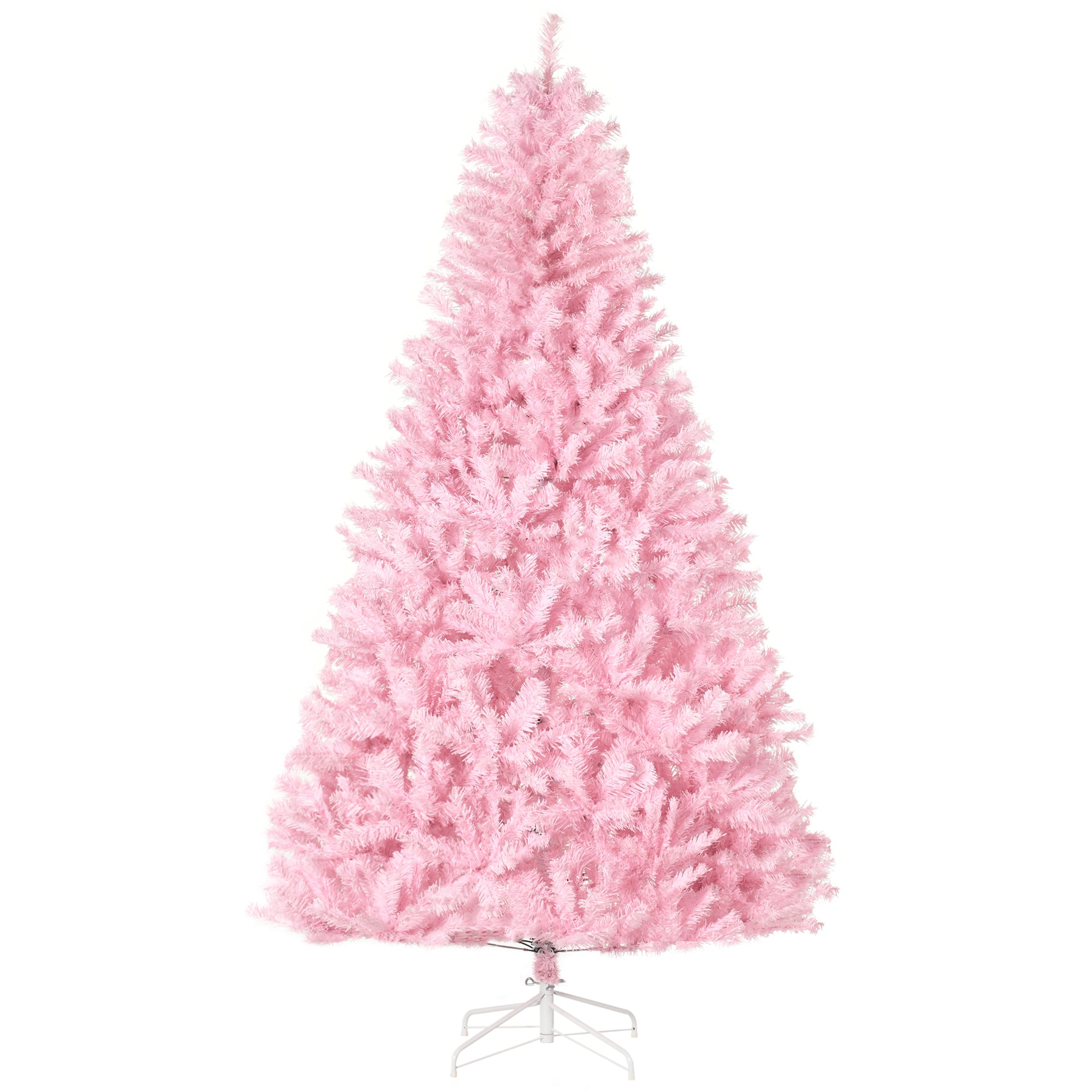 7ft Tall Artificial Christmas Tree Holiday Décor with 1288 Branches, Auto Open, Steel Base, Wide Shape, Pink