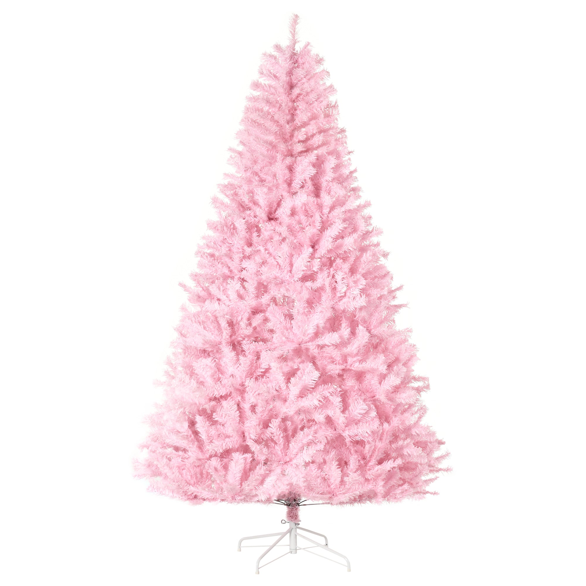 7ft Tall Artificial Christmas Tree Holiday Décor with 1288 Branches, Auto Open, Steel Base, Wide Shape, Pink