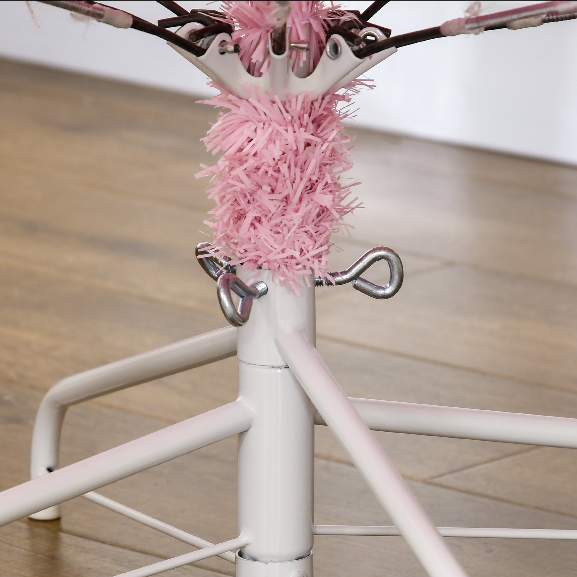 7ft Tall Artificial Christmas Tree Holiday Décor with 1288 Branches, Auto Open, Steel Base, Wide Shape, Pink