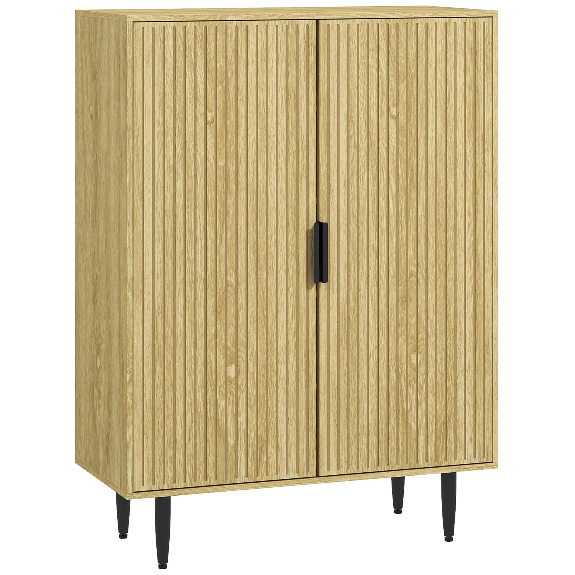 HOMCOM Shoe Storage Cabinet, 5-Tier Entryway Cabinet with Adjustable Shelves and Metal Legs, Freestanding Shoe Rack Cabinet for 15 Pairs of Shoes for Hallway, Oak