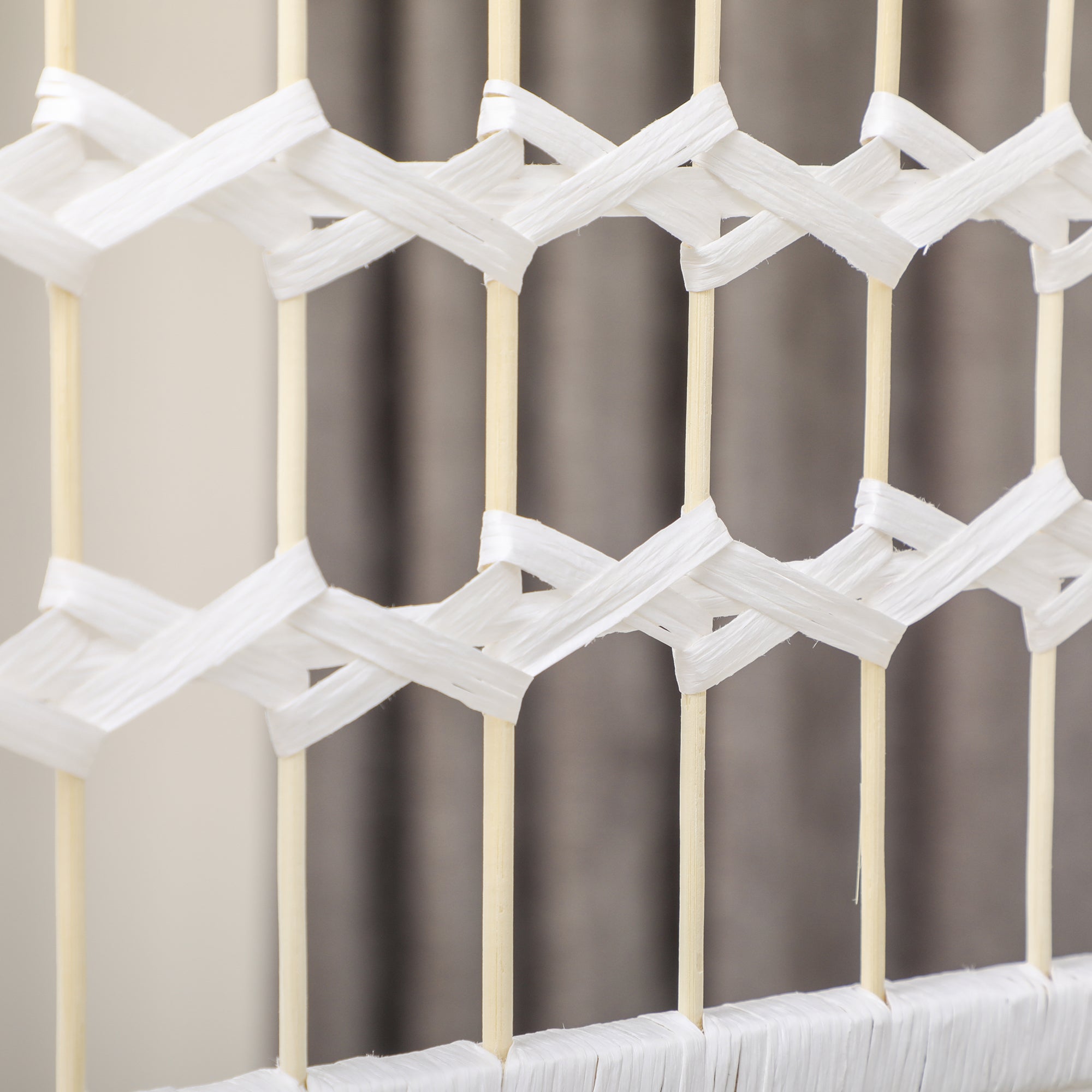 6 Panel Folding Room Divider, Portable Privacy Screen, Wave Fiber, White - HOMCOM