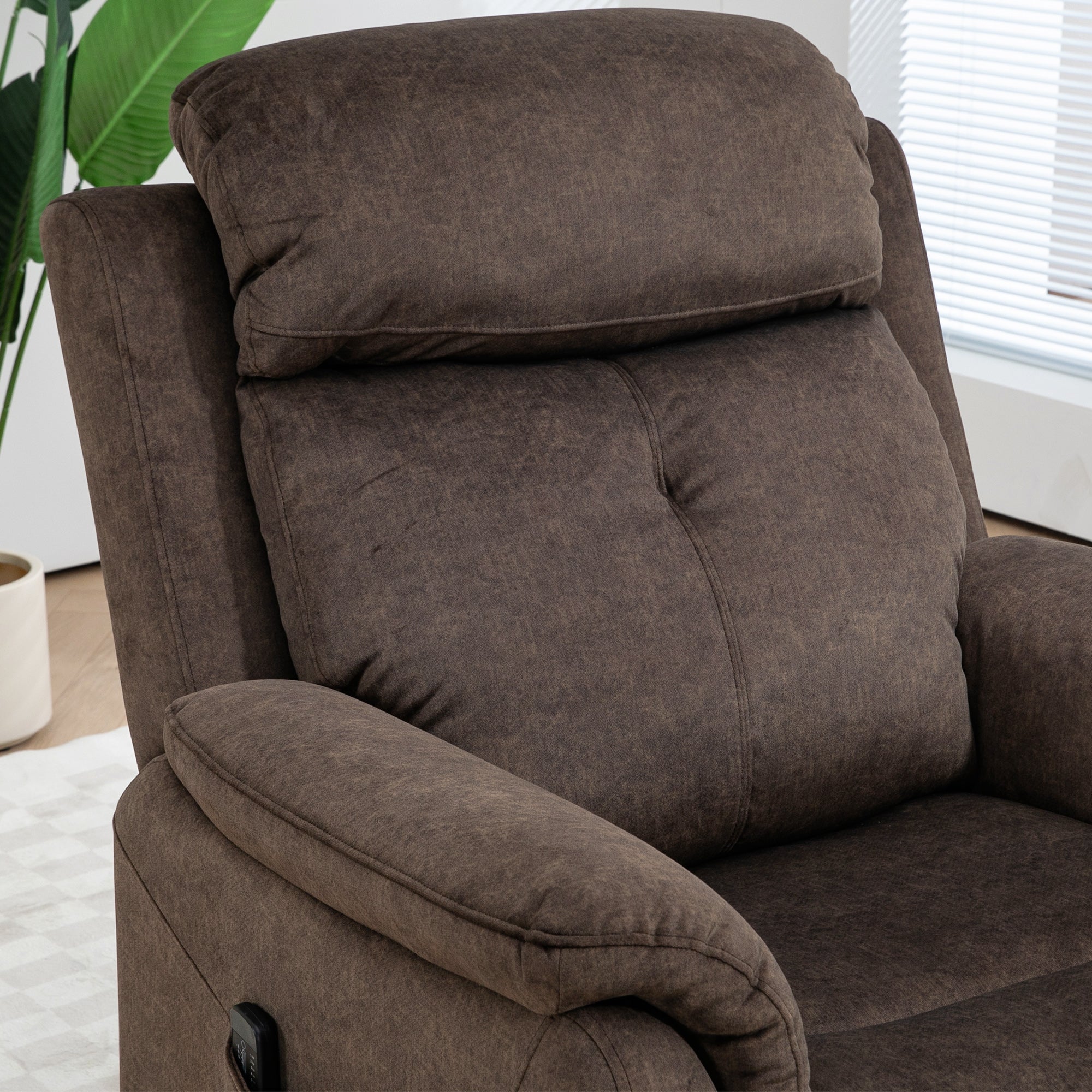 HOMCOM Massage Recliner Chair with 8-Point Vibration, Manual Fabric Reclining Chair for Living Room with Side Pockets, Remote Control, Retractable Footrest, Dark Brown
