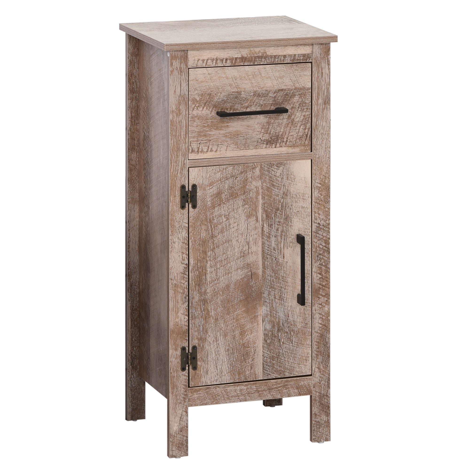 35" Bathroom Cabinet, Farmhouse Bathroom Storage Cabinet with Drawer and Adjustable Shelf, Freestanding Slim Storage Unit for Small Spaces, Distressed Wood Grain