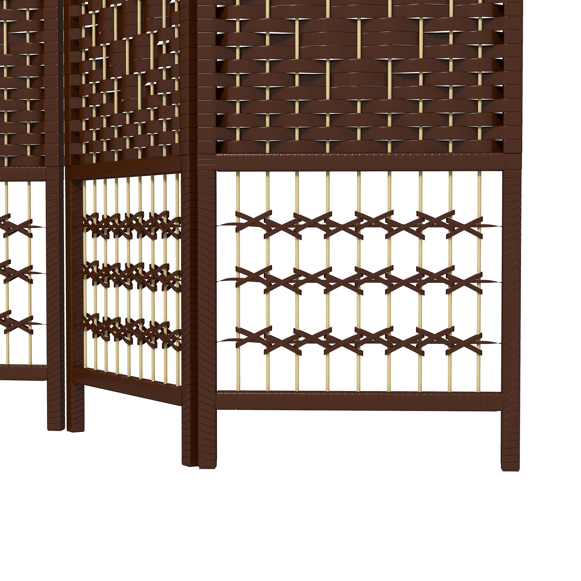 6 Panel Folding Room Divider, Portable Privacy Screen, Wave Fiber, Brown