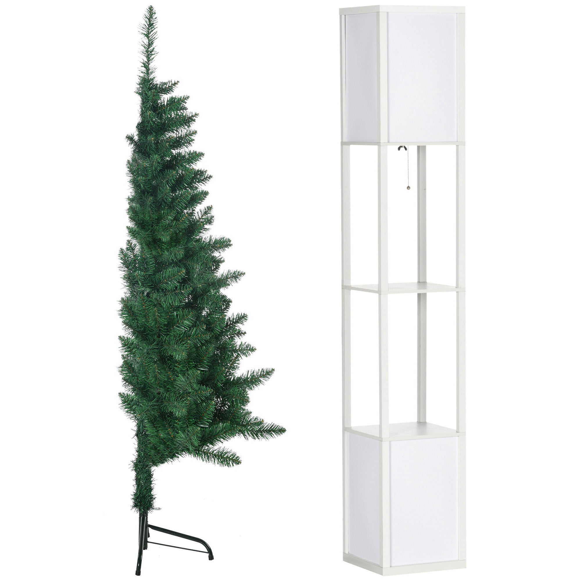 5ft Half Artificial Christmas Tree Holiday Décor with 229 Branches, Auto Open, Steel Base, Green