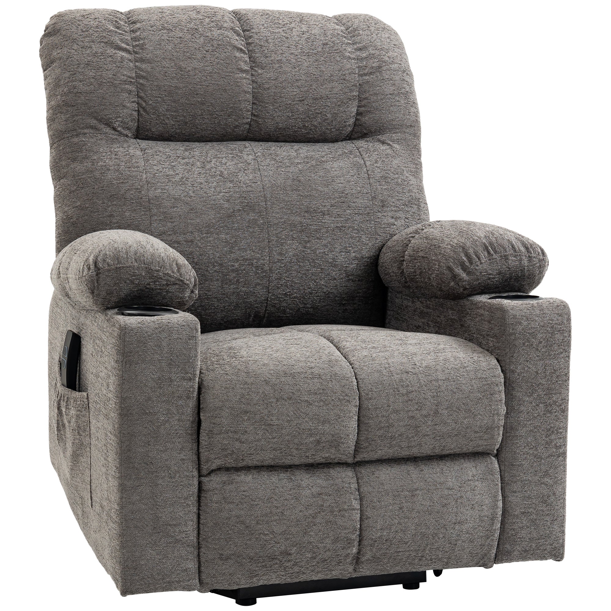 HOMCOM Power Lift Chair Recliner for Elderly, Velvet-touch Fabric Electric Riser and Recliner Chair for Living Room with Remote Control, Side Pockets, Cup Holders, Grey