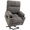 HOMCOM Power Lift Chair Recliner for Elderly, Velvet-touch Fabric Electric Riser and Recliner Chair for Living Room with Remote Control, Side Pockets, Cup Holders, Grey
