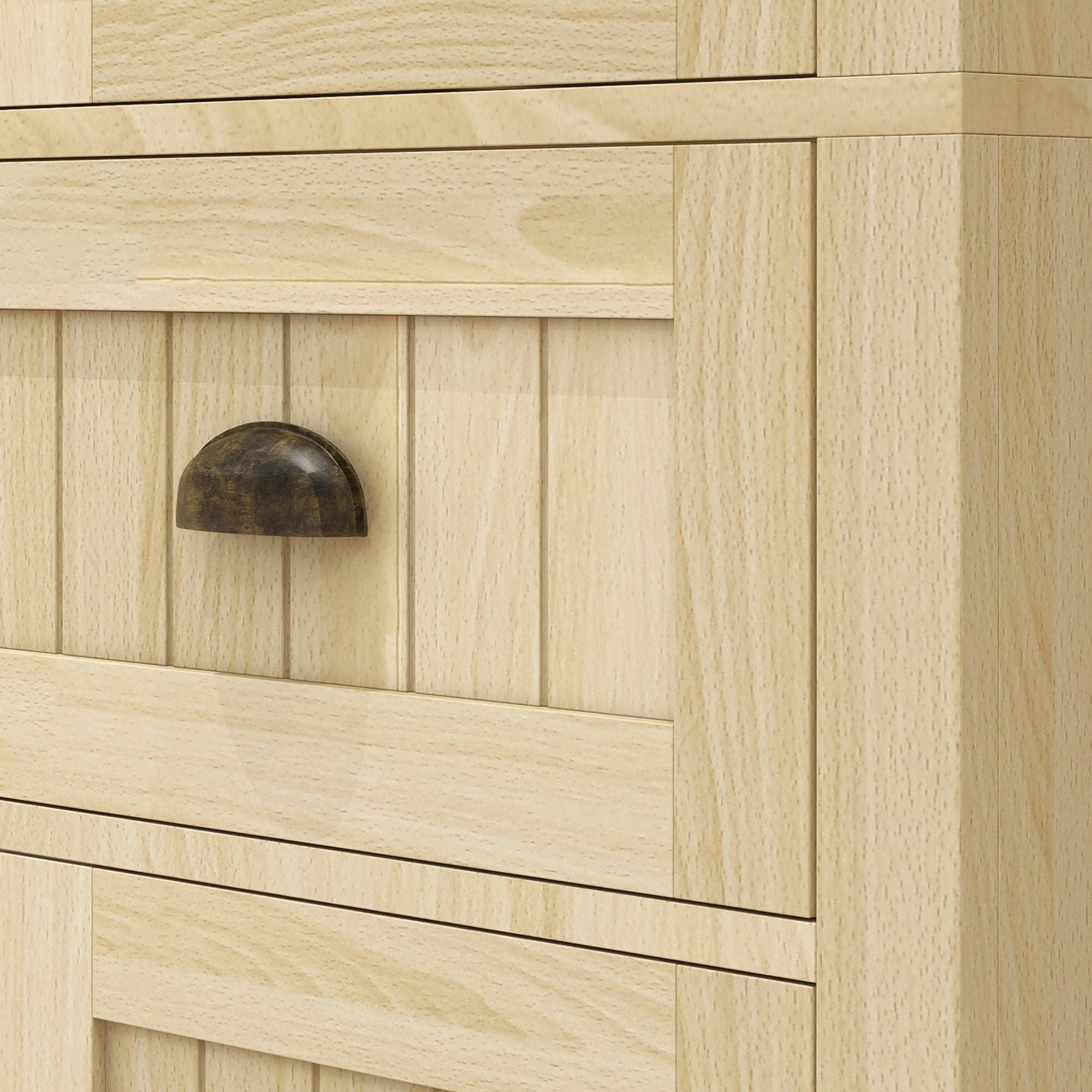 72" Kitchen Cabinet Pantry Cabinet w/ 4 Doors & 2 Adjustable Shelves, Nature