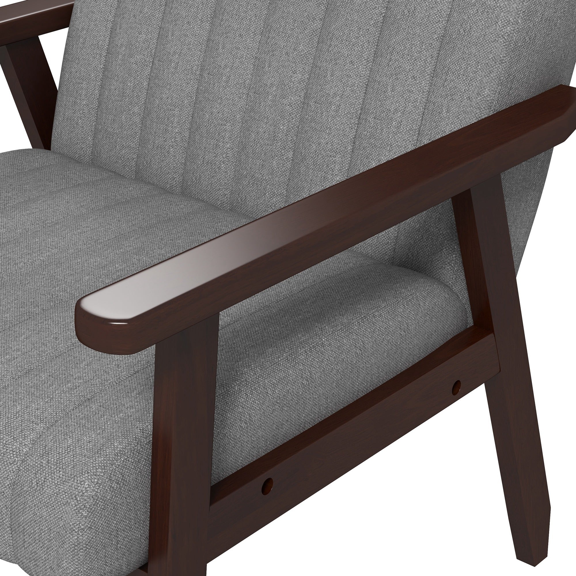 HOMCOM Fabric Accent Chair, Modern Tufted Armchair for Bedroom, Living Room, Upholstered Lounge Chair with Wood Legs, Grey