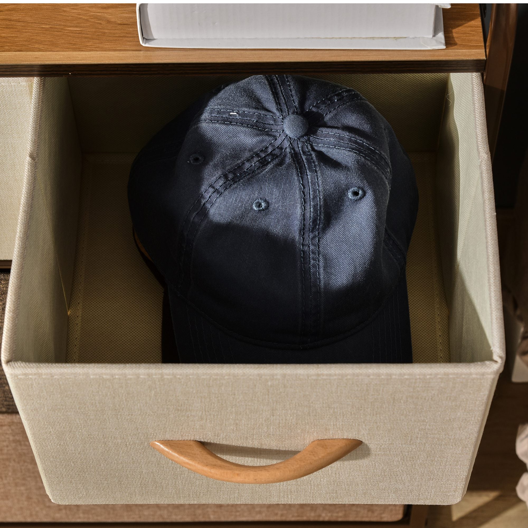 4-Drawer Dresser, Fabric Drawers, 3-Tier Storage Organizer for Bedroom Entryway, Tower Unit with Steel Frame and Wooden Top, Maple Wood