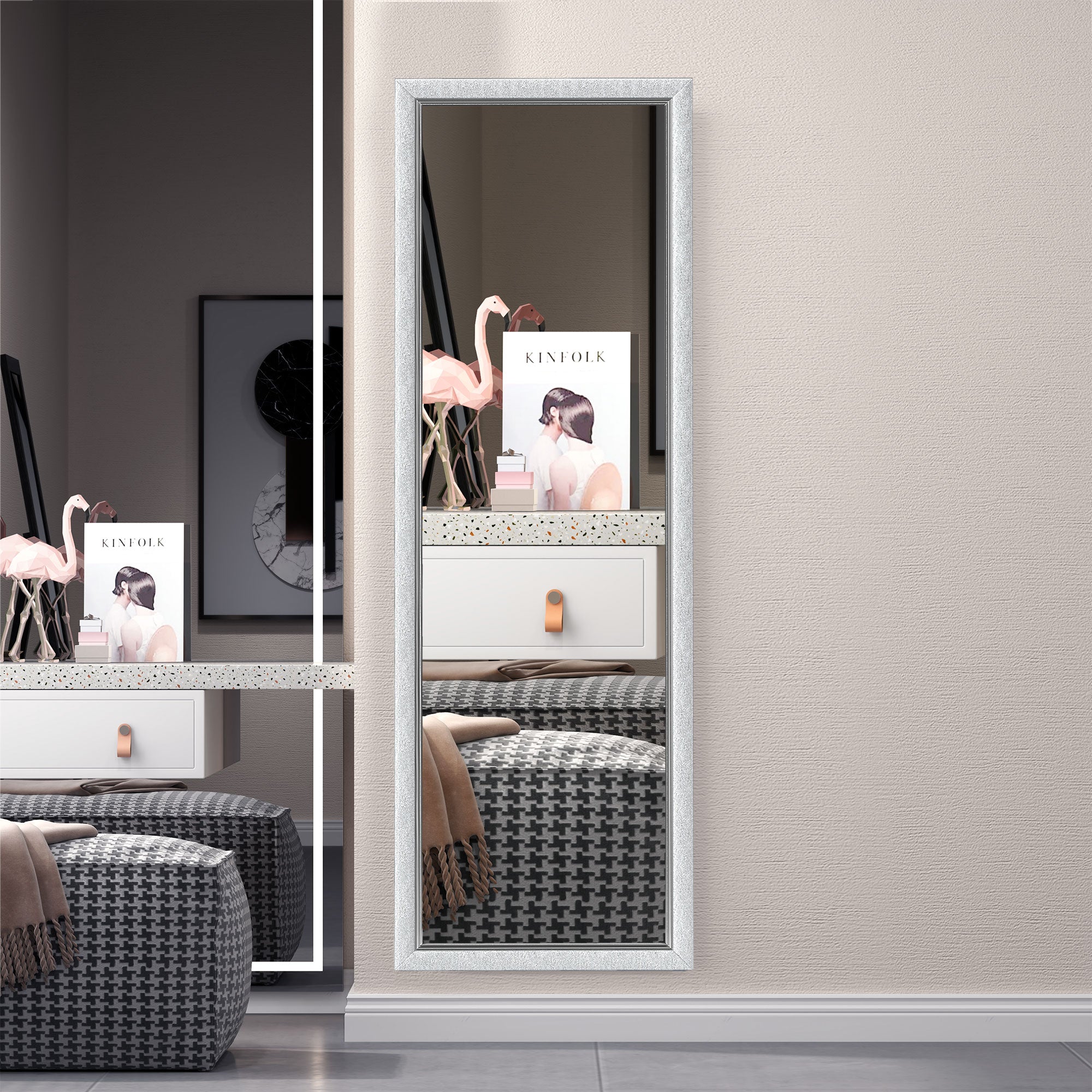 HOMCOM Full Length Mirror, 64" x 21" Full Body Mirror with Frame, Free Standing, Leaning or Wall Mirror for Living Room, Bedroom, Silver