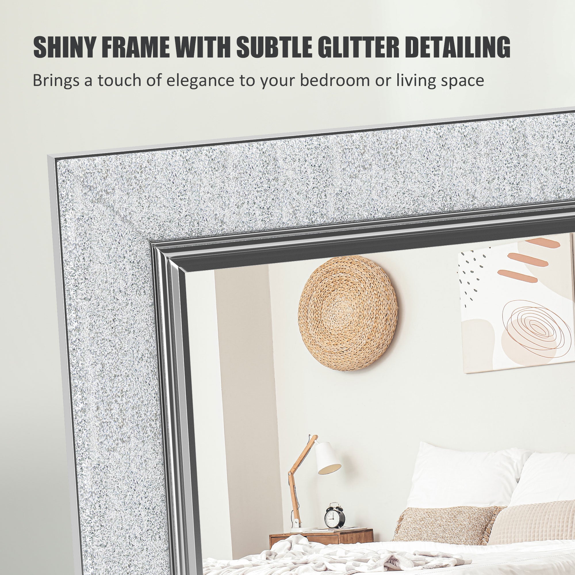 HOMCOM Full Length Mirror, 64" x 21" Full Body Mirror with Frame, Free Standing, Leaning or Wall Mirror for Living Room, Bedroom, Silver