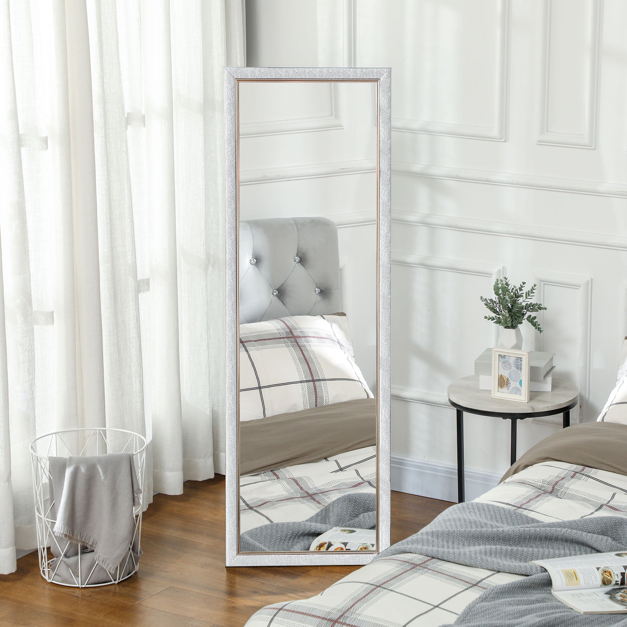 HOMCOM Full Length Mirror, 64" x 21" Full Body Mirror with Frame, Free Standing, Leaning or Wall Mirror for Living Room, Bedroom, Silver