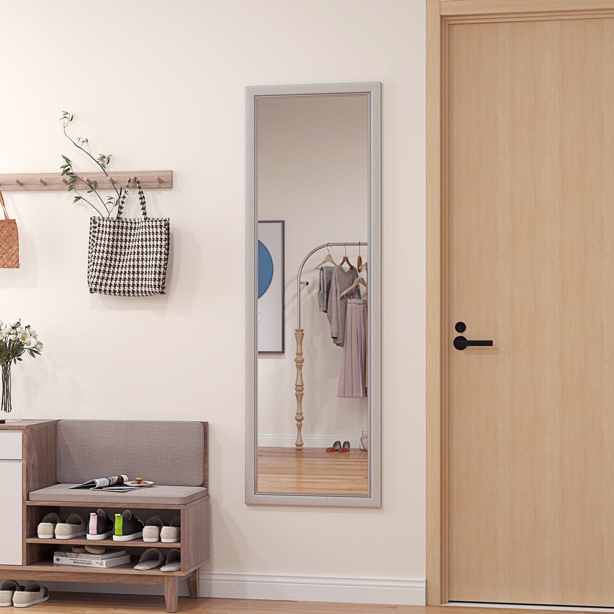 HOMCOM Full Length Mirror, 64" x 21" Full Body Mirror with Frame, Free Standing, Leaning or Wall Mirror for Living Room, Bedroom, Silver