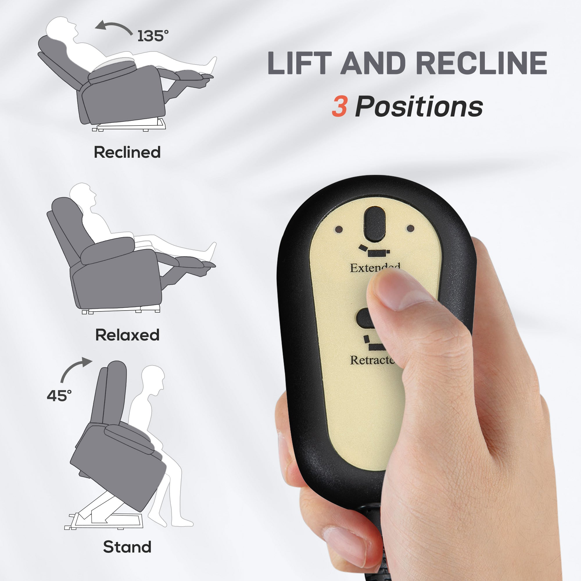 Lift Recliner Armchair for Elderly, Electric Recliner Chair with LED Magnifying Glass, Linen Fabric Riser Reclining Chair with Remote Control, Side Pockets for Living Room, Grey