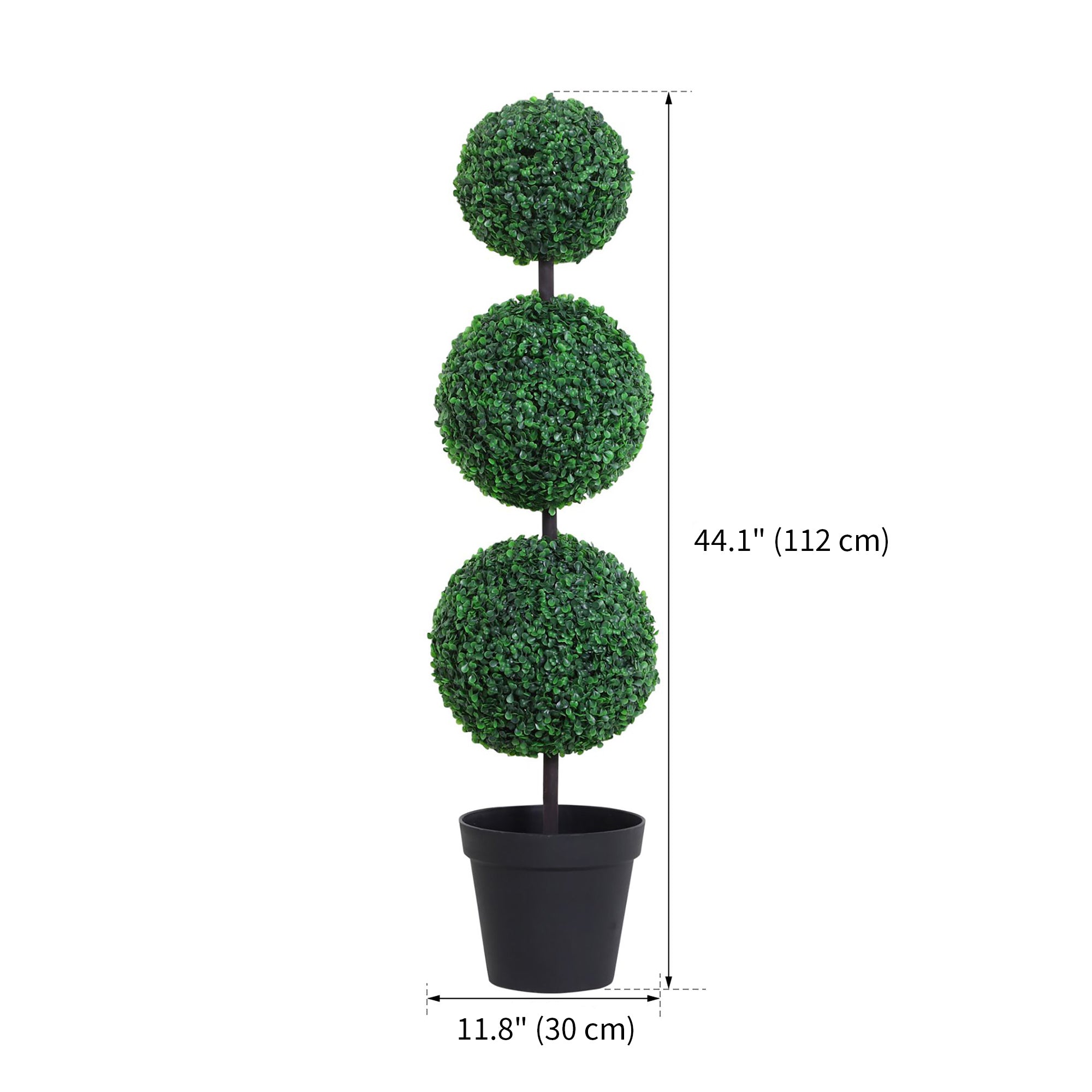 Artificial Boxwood Topiary Tree Set of 2, 44.1" Faux Boxwood Ball Tree in Pot, Fake Plant for Outdoor Indoor Home Office Decor, Green