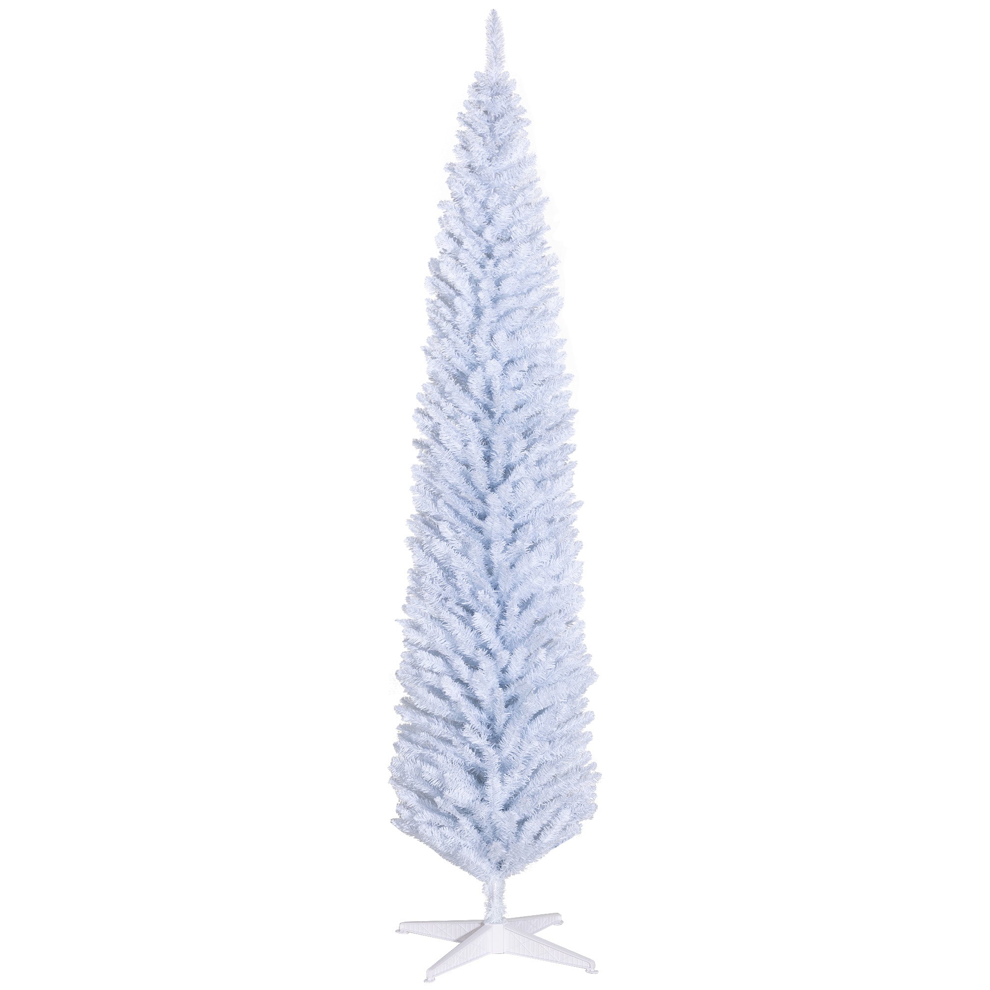 8ft Pencil Artificial Christmas Tree with Realistic Branches,618 Tips,Plastic Base,White