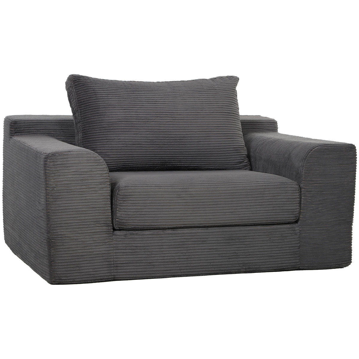 51" Chair Bed, Corduroy Upholstered Sleeper Chair with Pillow, Boneless Floor Sofa for Living Room, Bedroom, Apartment, Office, Dark Grey