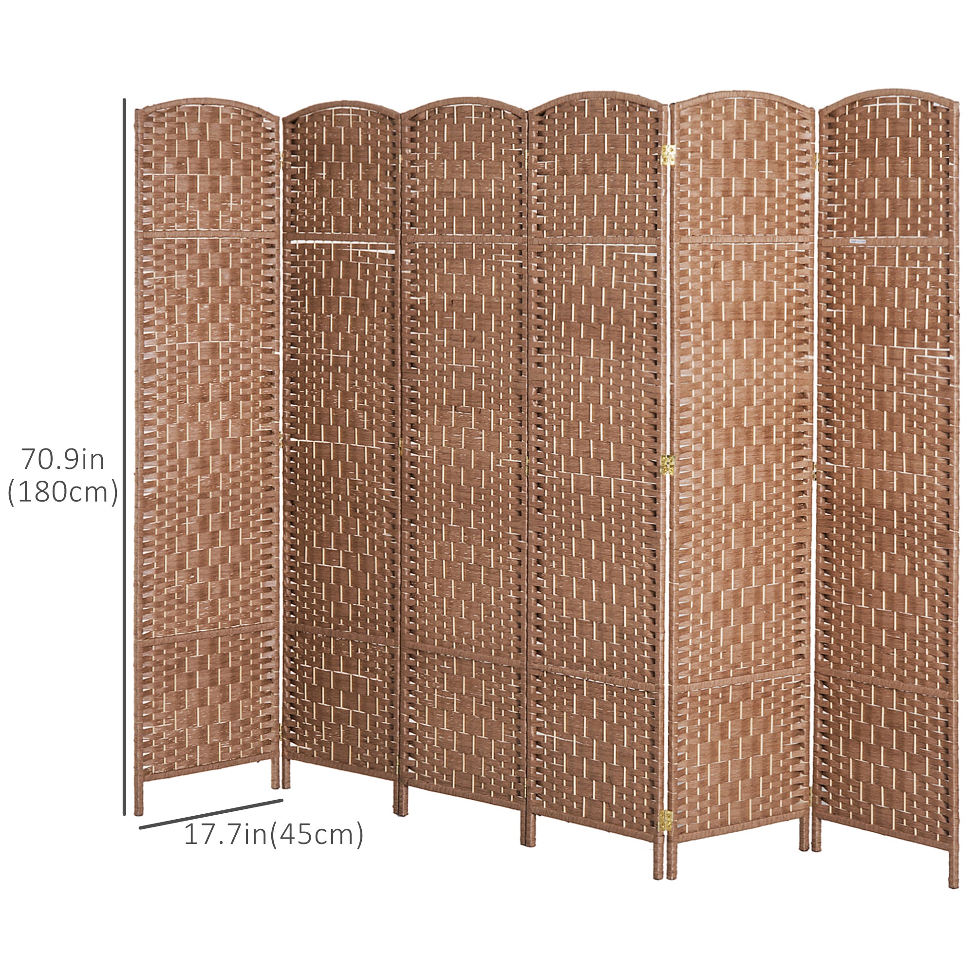 HOMCOM 6 Panels Room Divider, 6 Ft Tall Indoor Portable Folding Privacy Screens, Hand-Woven Double Hinged Freestanding Partition Wall Divider for Home Office, Natural