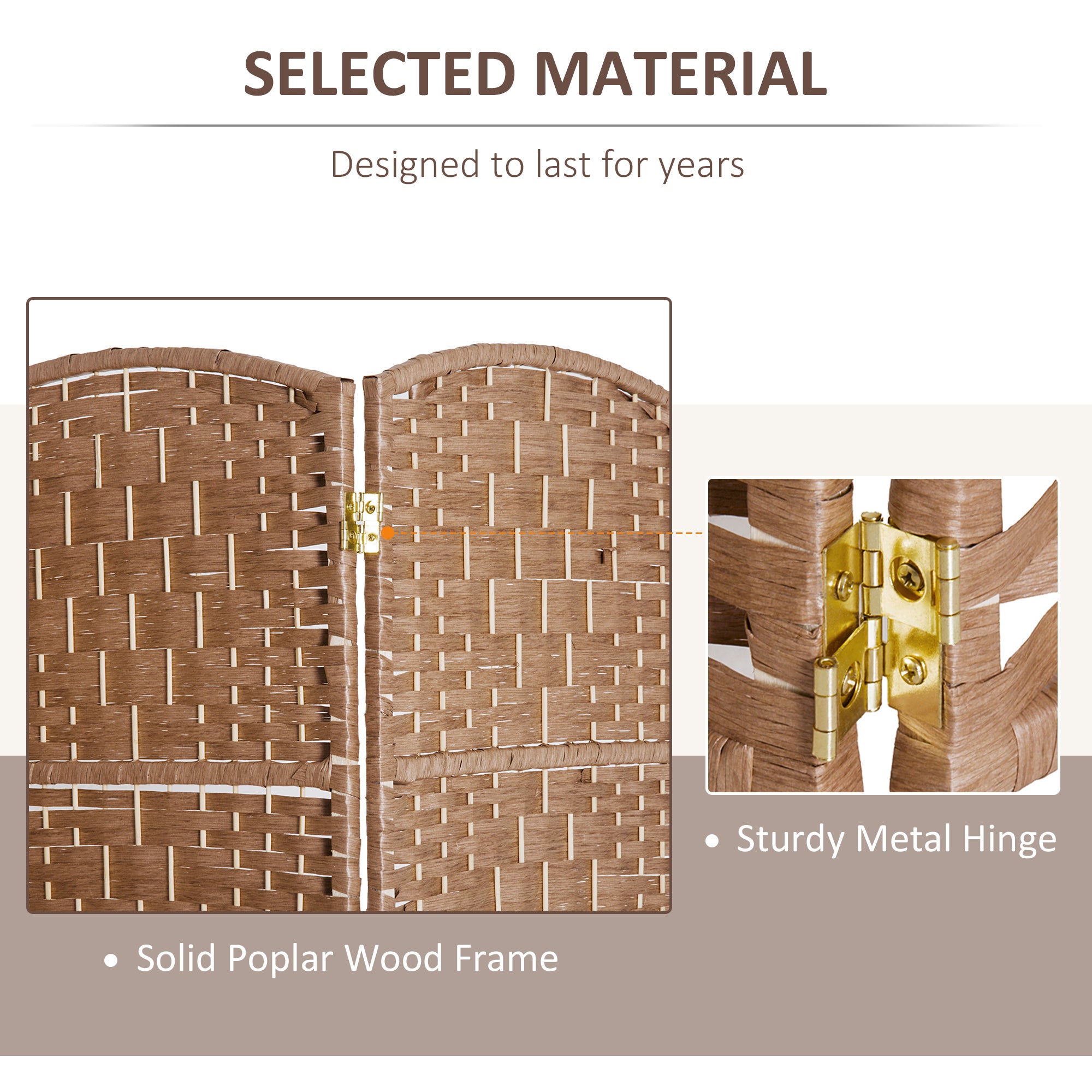 HOMCOM 6 Panels Room Divider, 6 Ft Tall Indoor Portable Folding Privacy Screens, Hand-Woven Double Hinged Freestanding Partition Wall Divider for Home Office, Natural