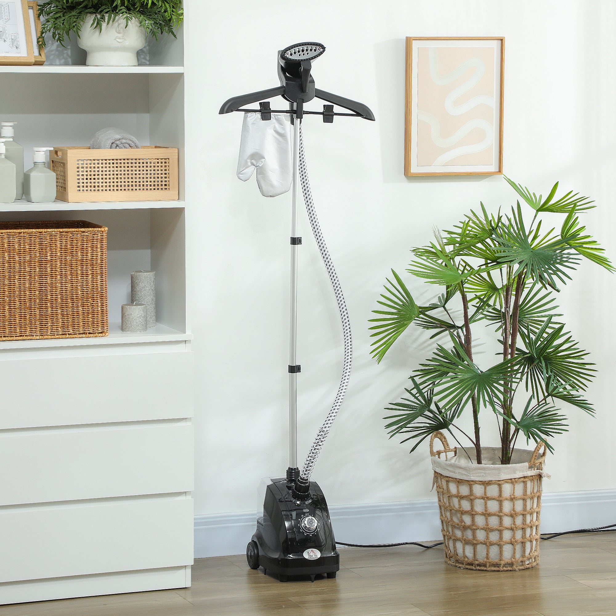 Clothes Steamer, Fabric Garment Steamer for Hanging, with Adjustable Telescopic Pole 41-110 cm, 1.4L, 1950W, 11 Level Steam Adjustment, Black