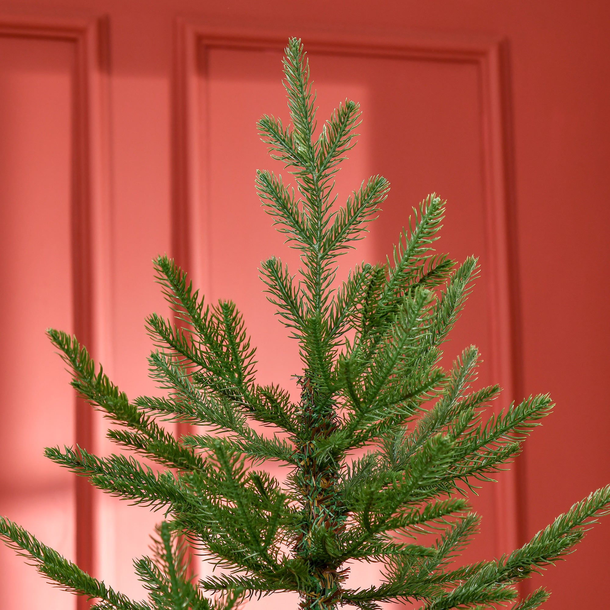 6ft Artificial Christmas Tree, Wide Pine Holidy Decor, Hinged Xmas Tree with 795 Tips, Metal Base, Green