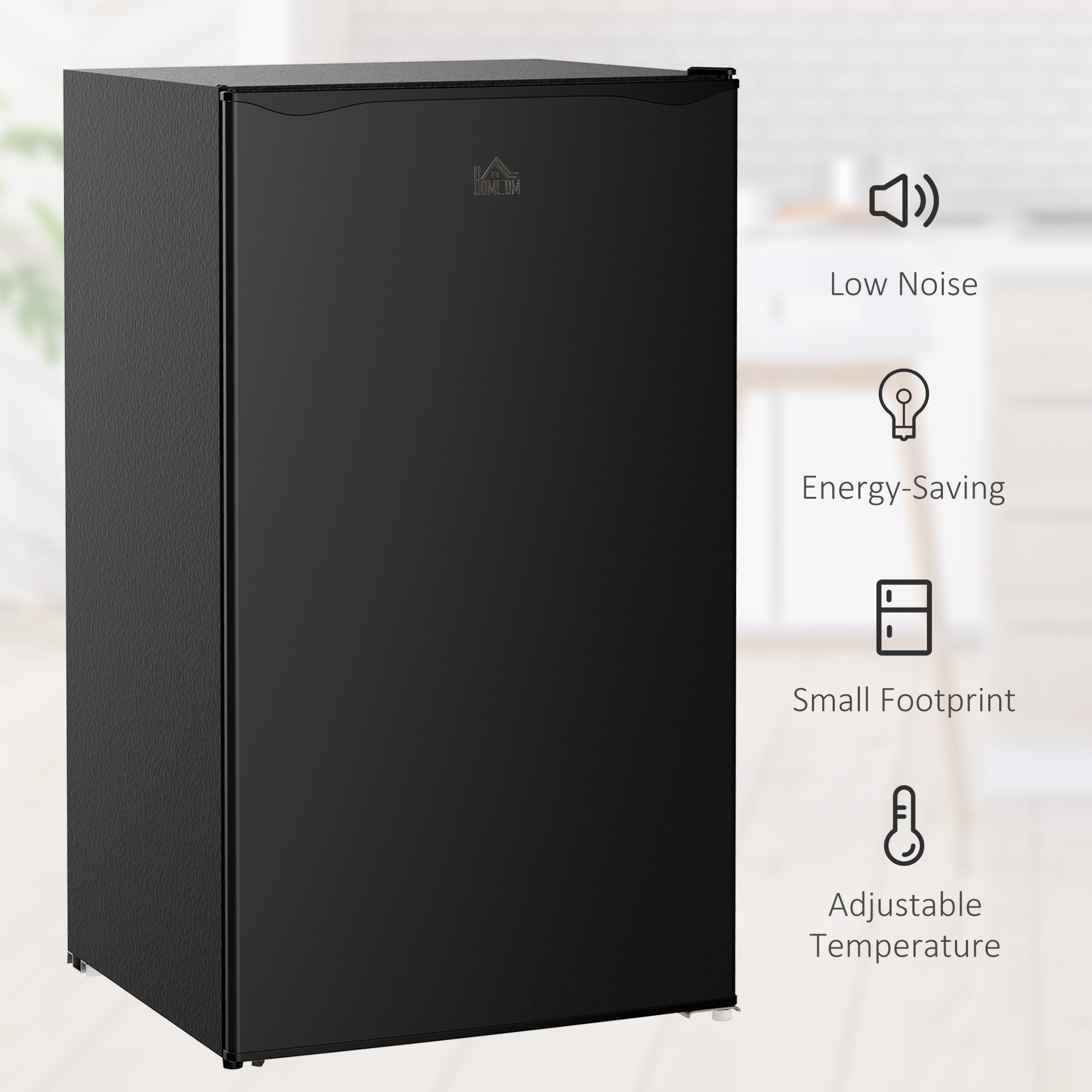 HOMCOM 91 Litre Freestanding Under Counter Fridge Freezer with Chiller Box, Reversible Door, Adjustable Thermostat, 47.5cm Wide,Black