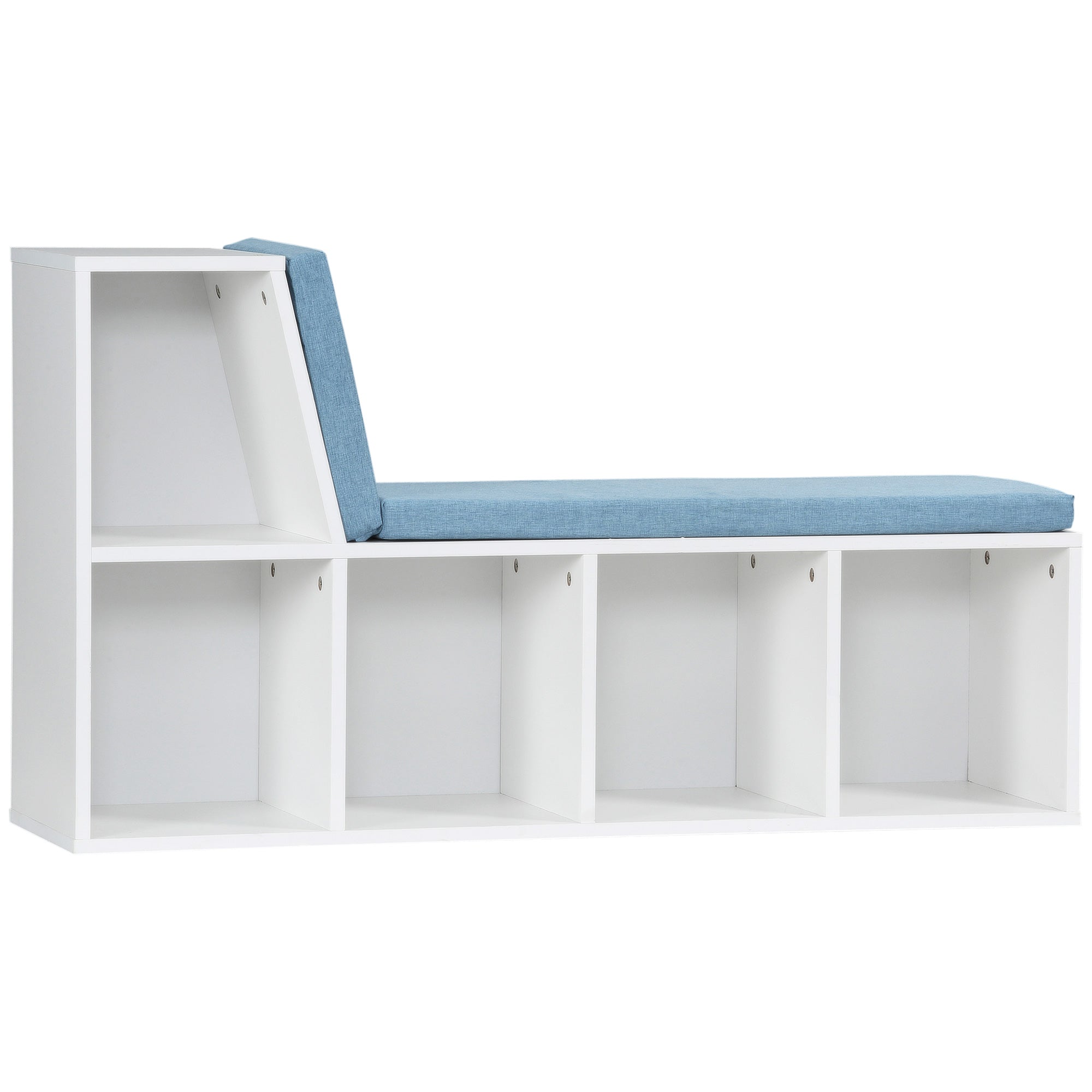 HOMCOM Bookshelf with Reading Nook, Bookcase with Seat Cushion, 5 Cube Storage Shelf for Home Office, Study, Blue