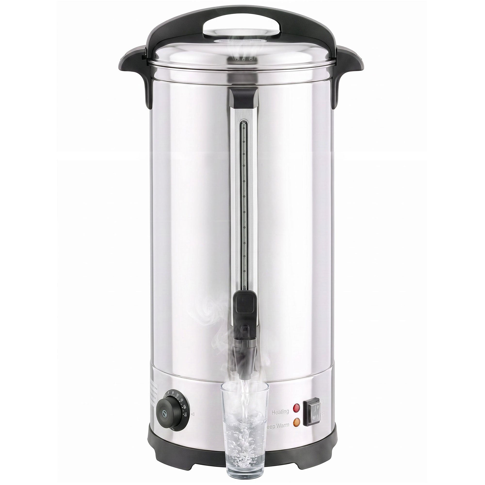 24L Catering Urn, 2500W Hot Water Boiler Dispenser with Thermostat, Stainless Steel Tea Urn Kettle with Keep Warm Function, Adjustable Temperature and Easy Pour Tap for Home Office Parties