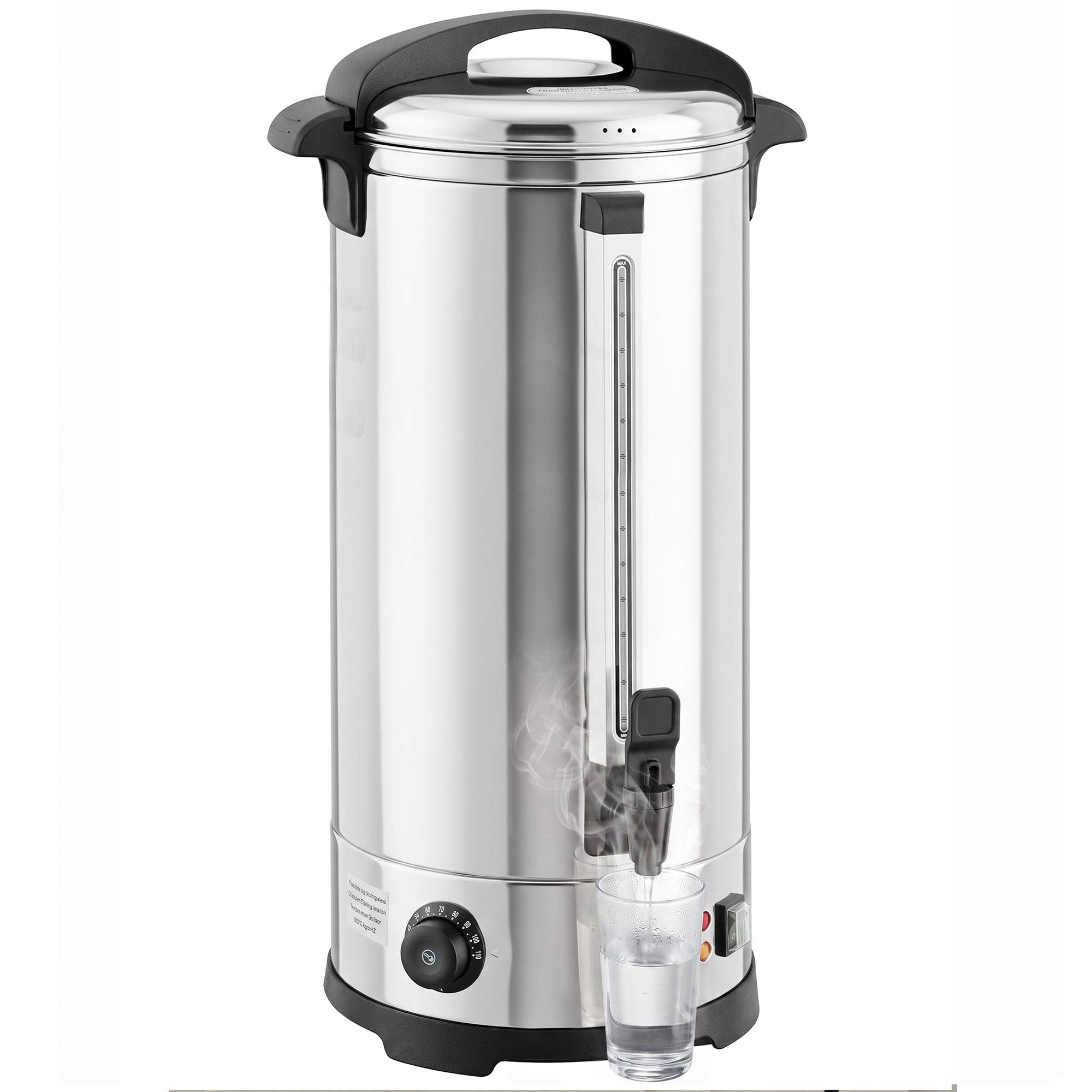 24L Catering Urn, 2500W Hot Water Boiler Dispenser with Thermostat, Stainless Steel Tea Urn Kettle with Keep Warm Function, Adjustable Temperature and Easy Pour Tap for Home Office Parties