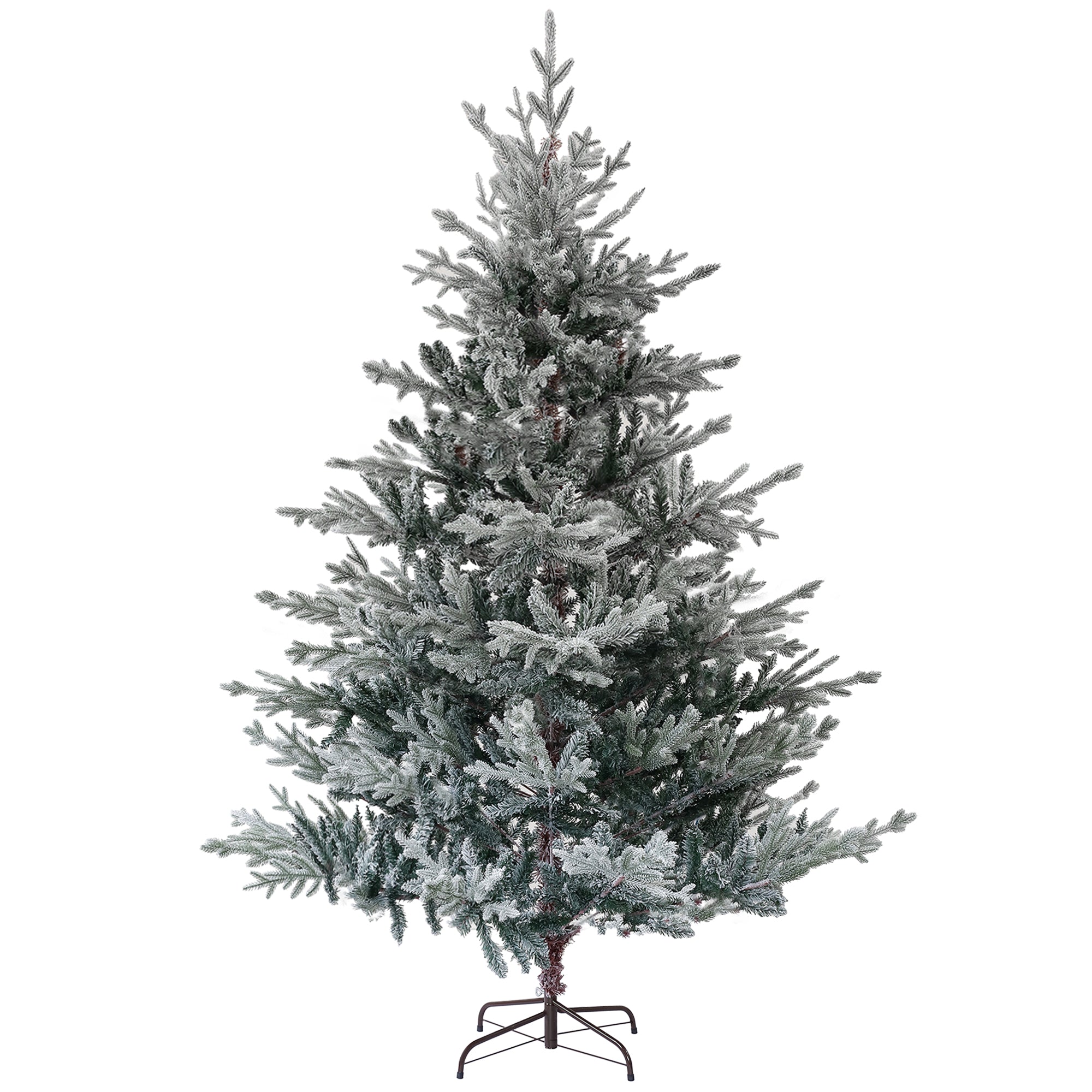 6ft Nordic Pine Artificial Christmas Tree with 795 Snow Flocked Tips, Foldable Metal Stand, Easy Assembly, Hinged Xmas Tree for Home Office Holiday